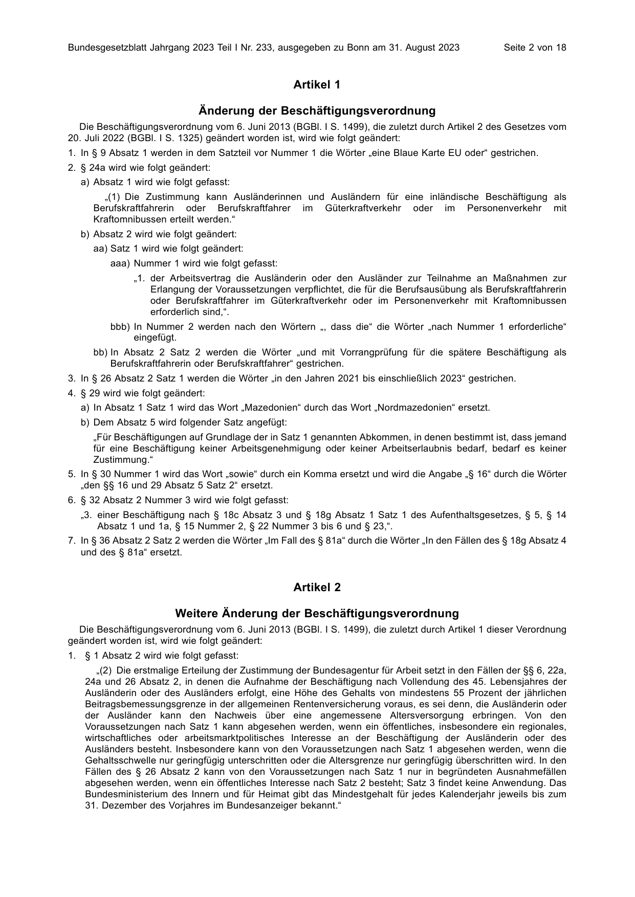 BGBl. 2023, Seite 2 — Originalseite als Abbildung