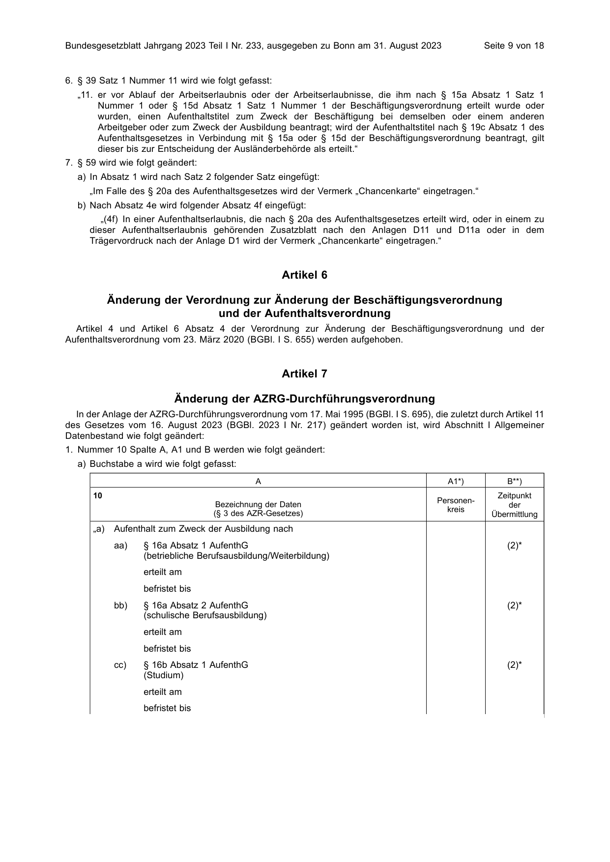 BGBl. 2023, Seite 9 — Originalseite als Abbildung