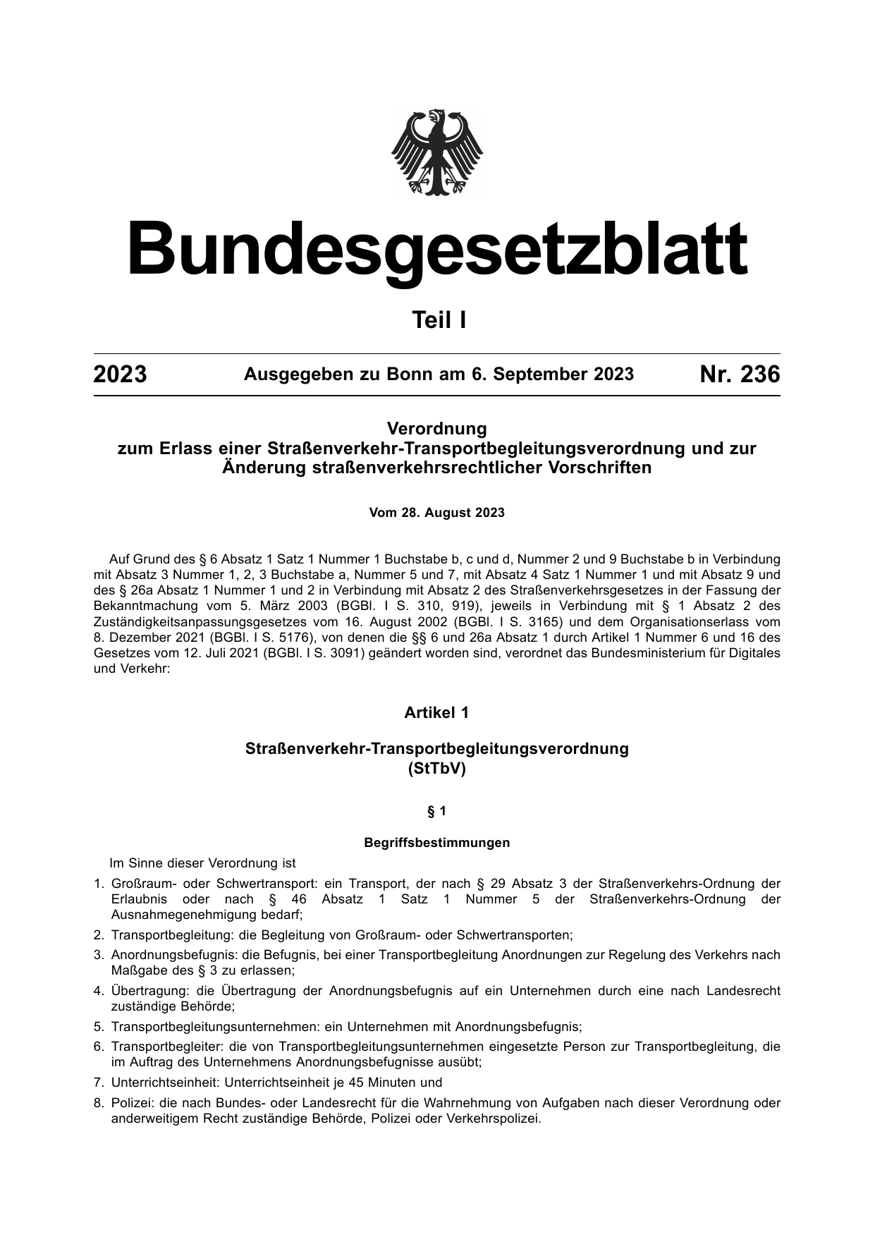 BGBl. 2023, Seite 1 — Originalseite als Abbildung