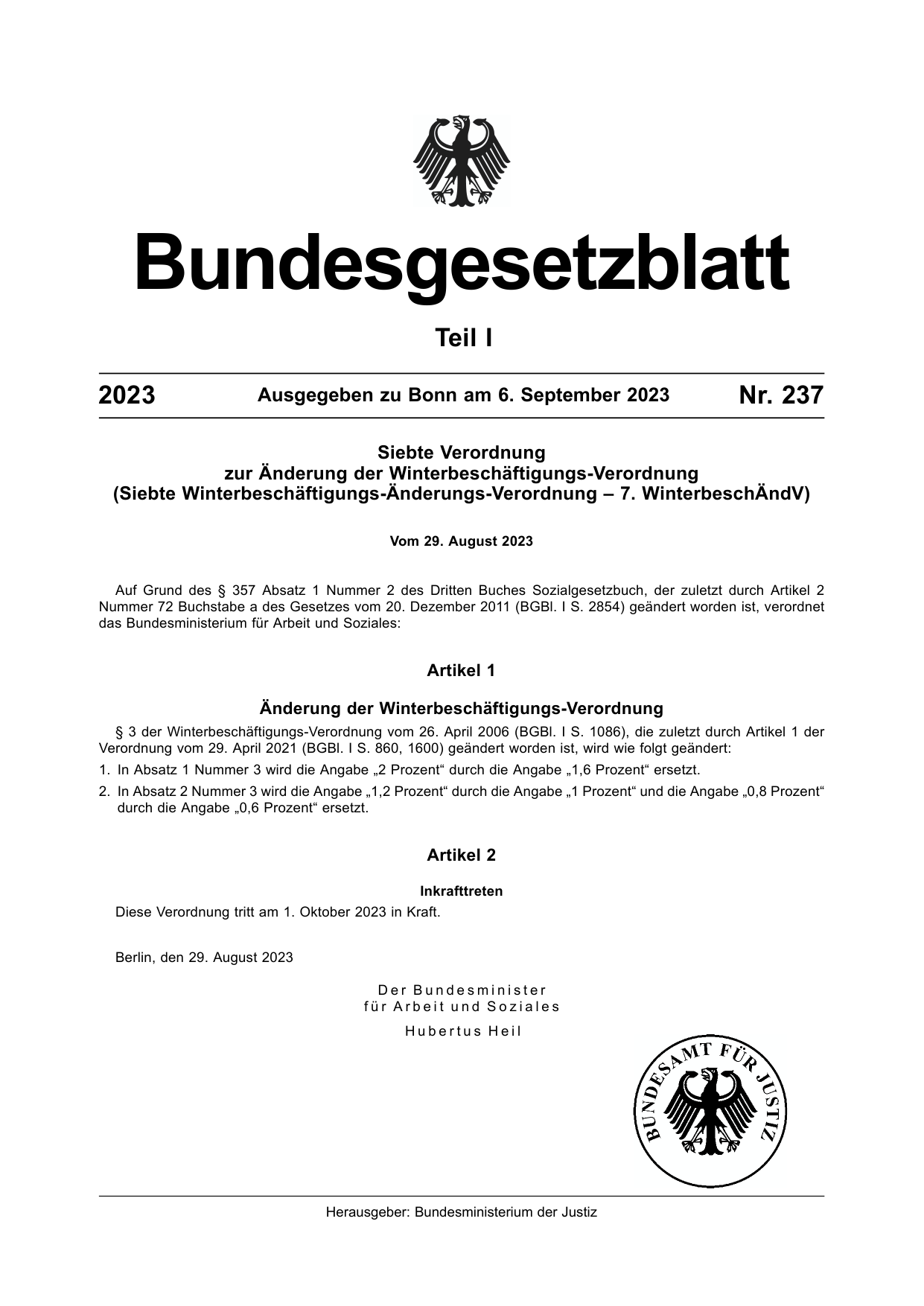 BGBl. 2023, Seite 1 — Originalseite als Abbildung