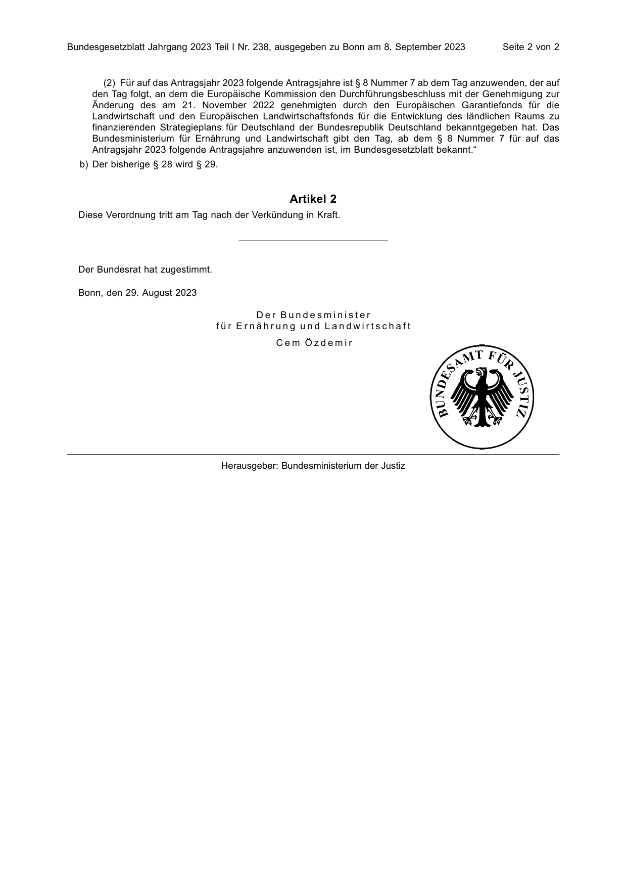 BGBl. 2023, Seite 2 — Originalseite als Abbildung