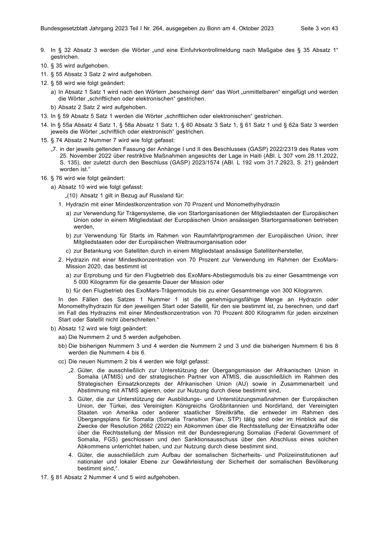 BGBl. 2023, Seite 3 — Originalseite als Abbildung