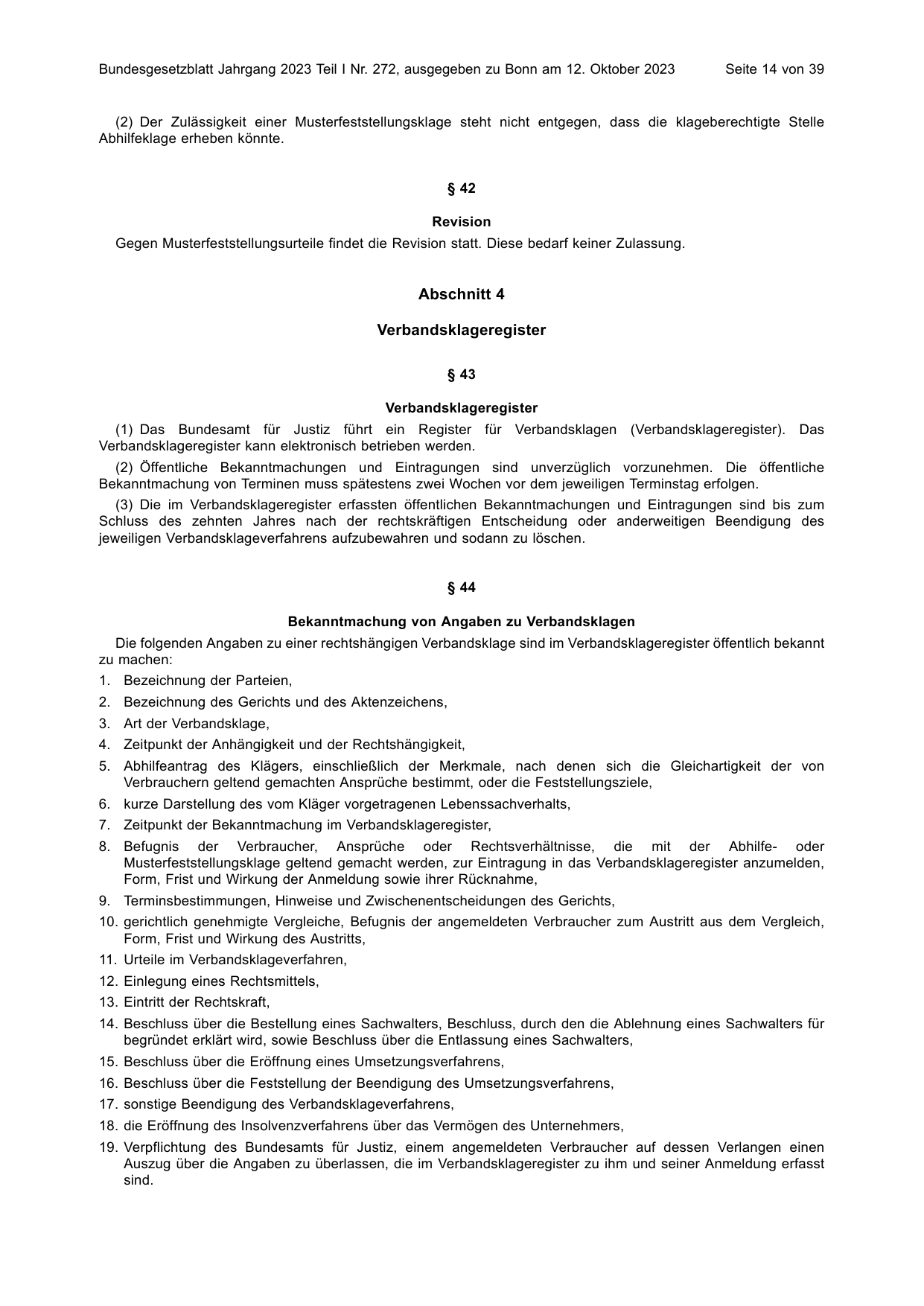 BGBl. 2023, Seite 14 — Originalseite als Abbildung