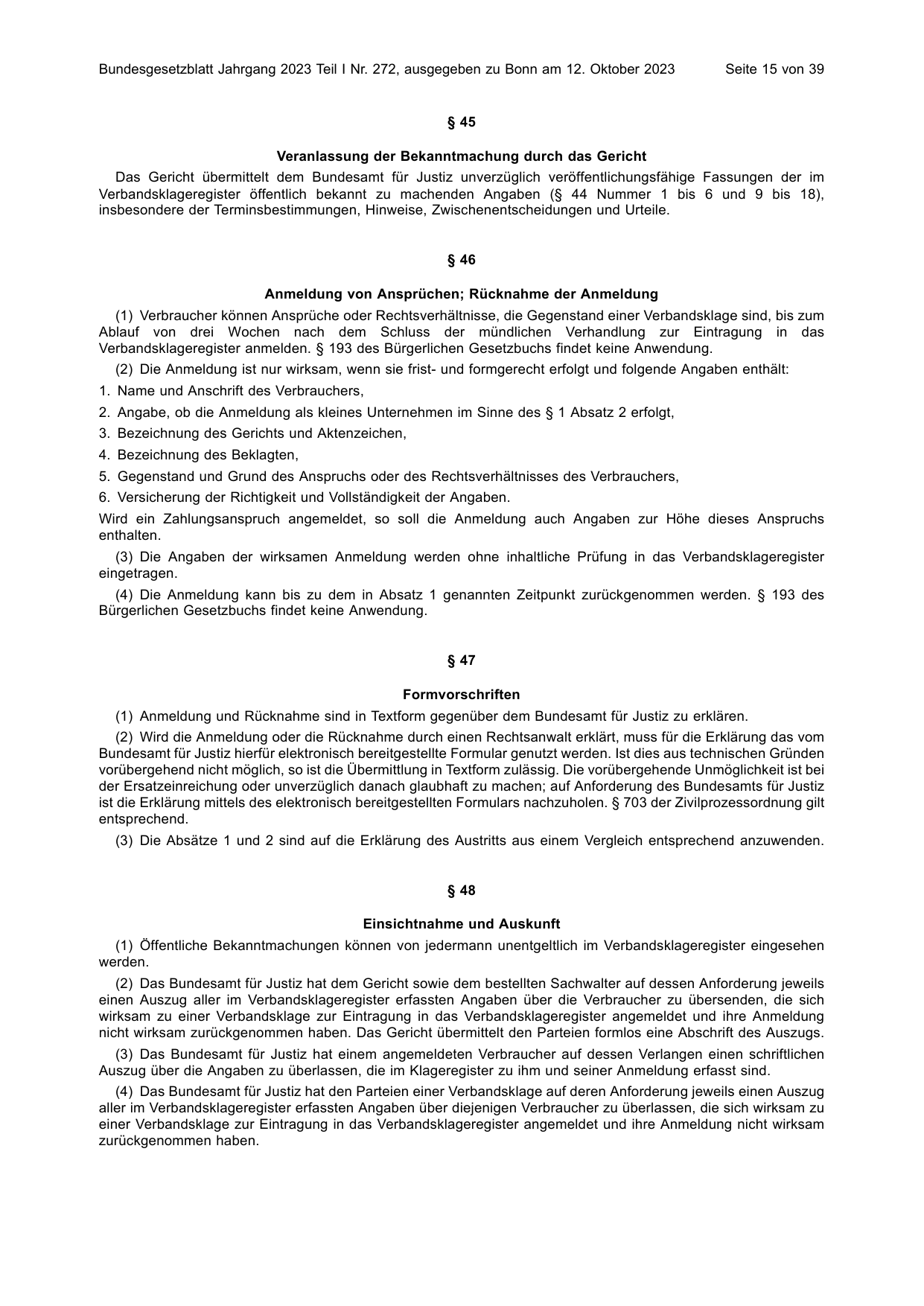 BGBl. 2023, Seite 15 — Originalseite als Abbildung