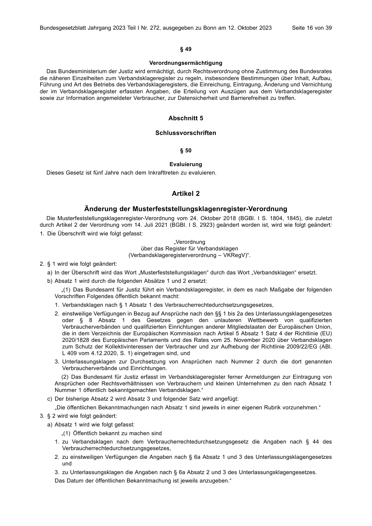 BGBl. 2023, Seite 16 — Originalseite als Abbildung