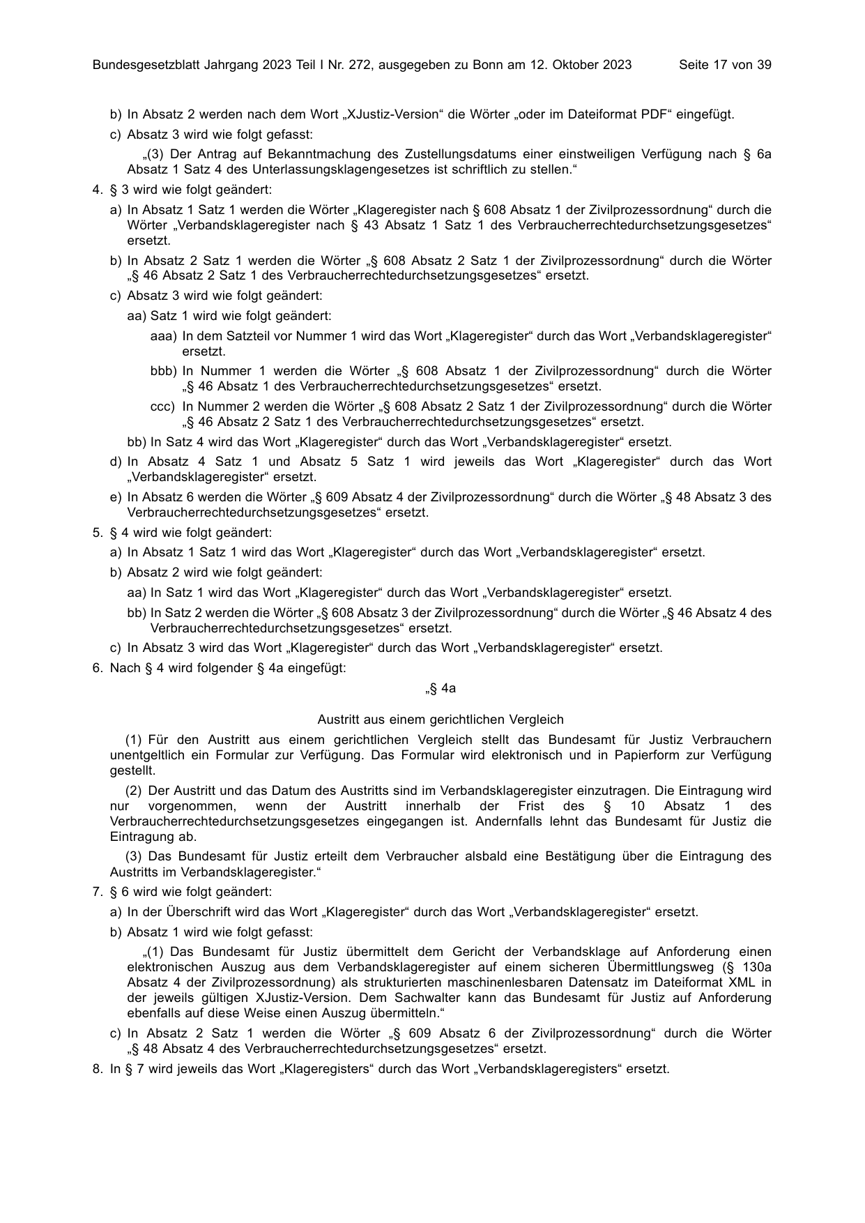 BGBl. 2023, Seite 17 — Originalseite als Abbildung