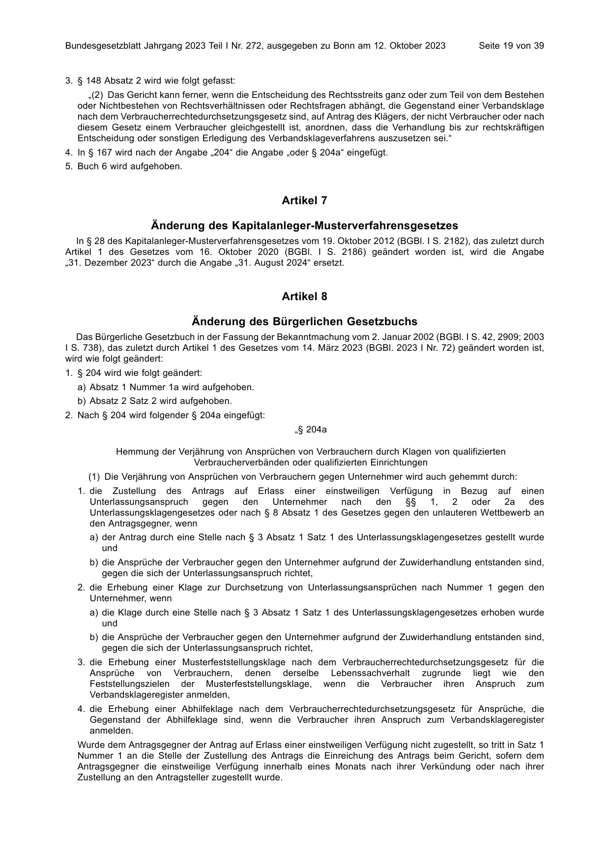 BGBl. 2023, Seite 19 — Originalseite als Abbildung