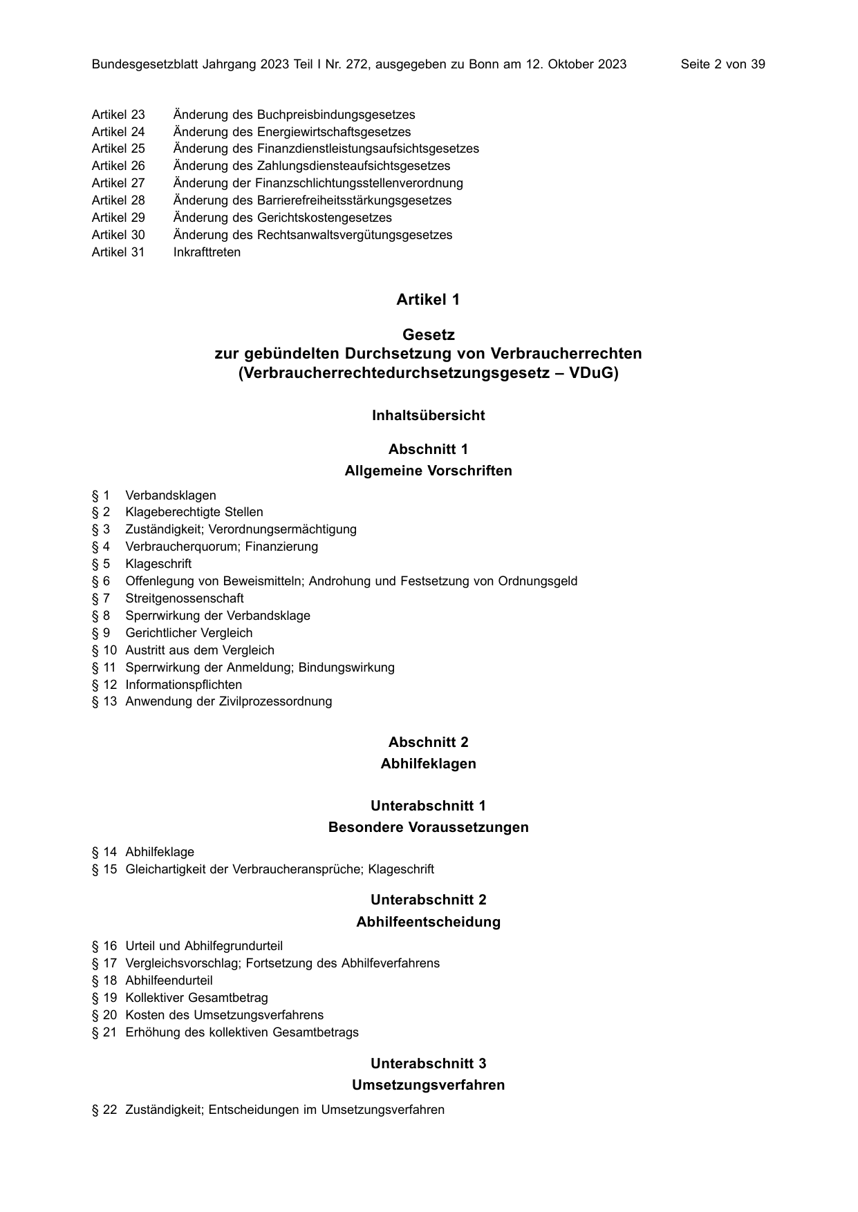 BGBl. 2023, Seite 2 — Originalseite als Abbildung