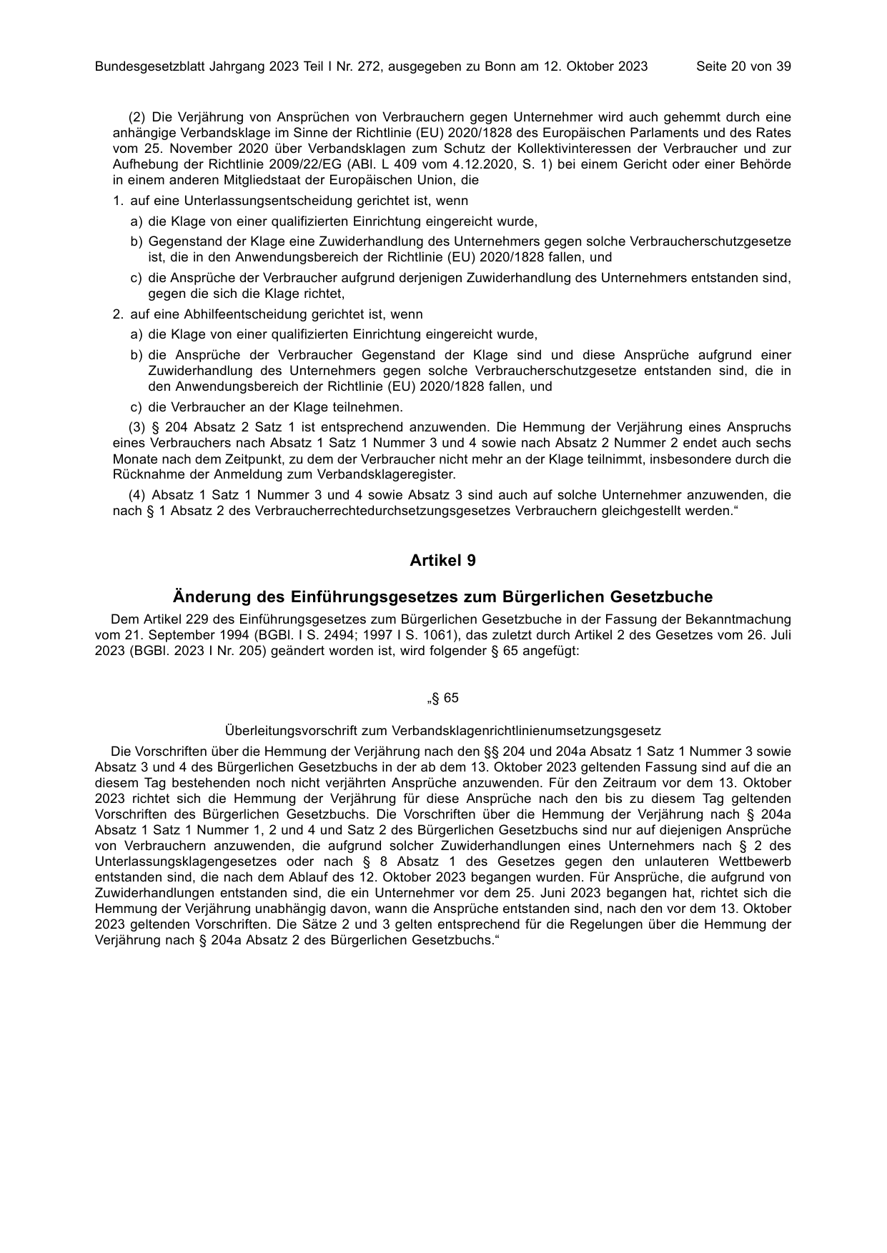 BGBl. 2023, Seite 20 — Originalseite als Abbildung