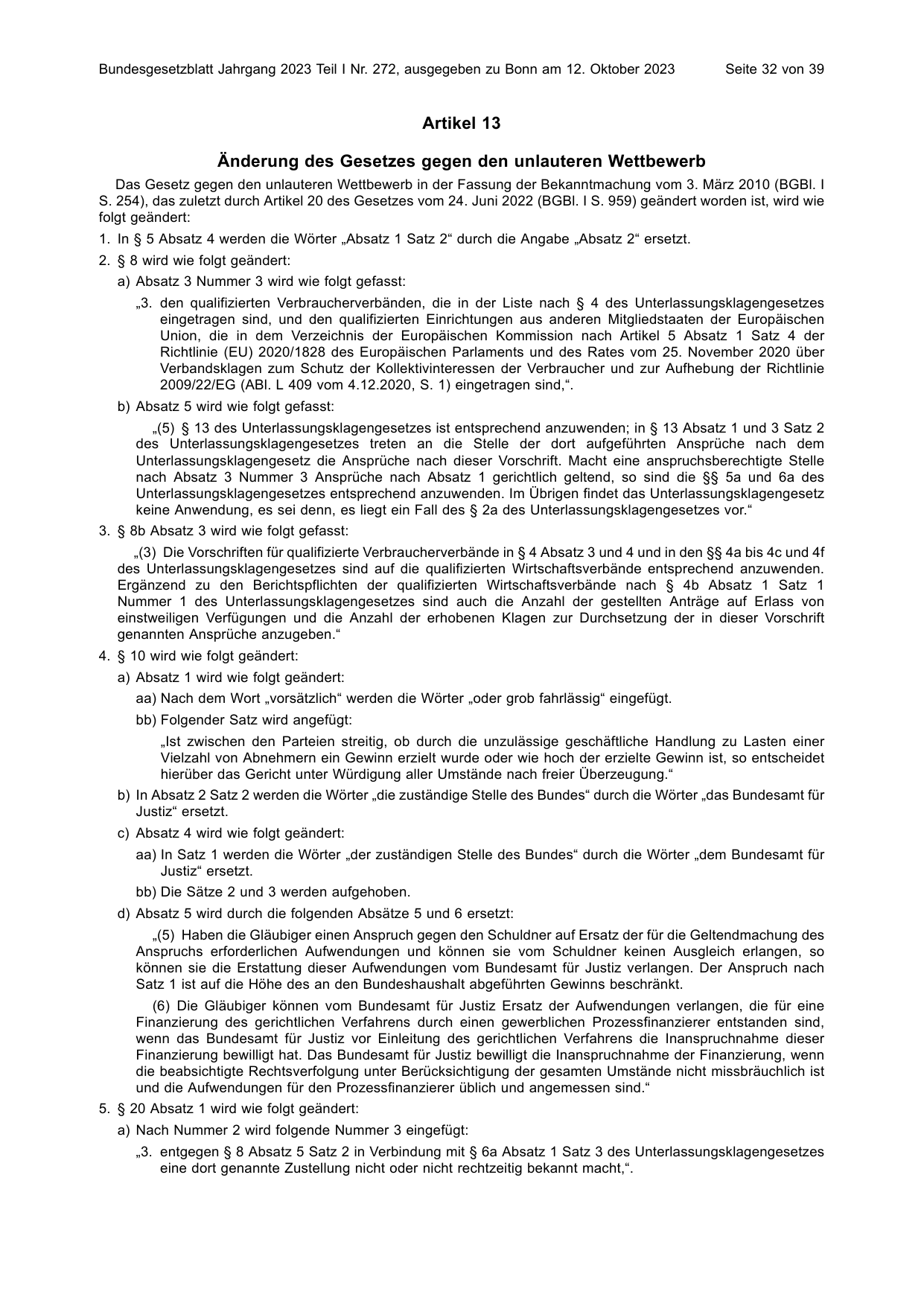 BGBl. 2023, Seite 32 — Originalseite als Abbildung