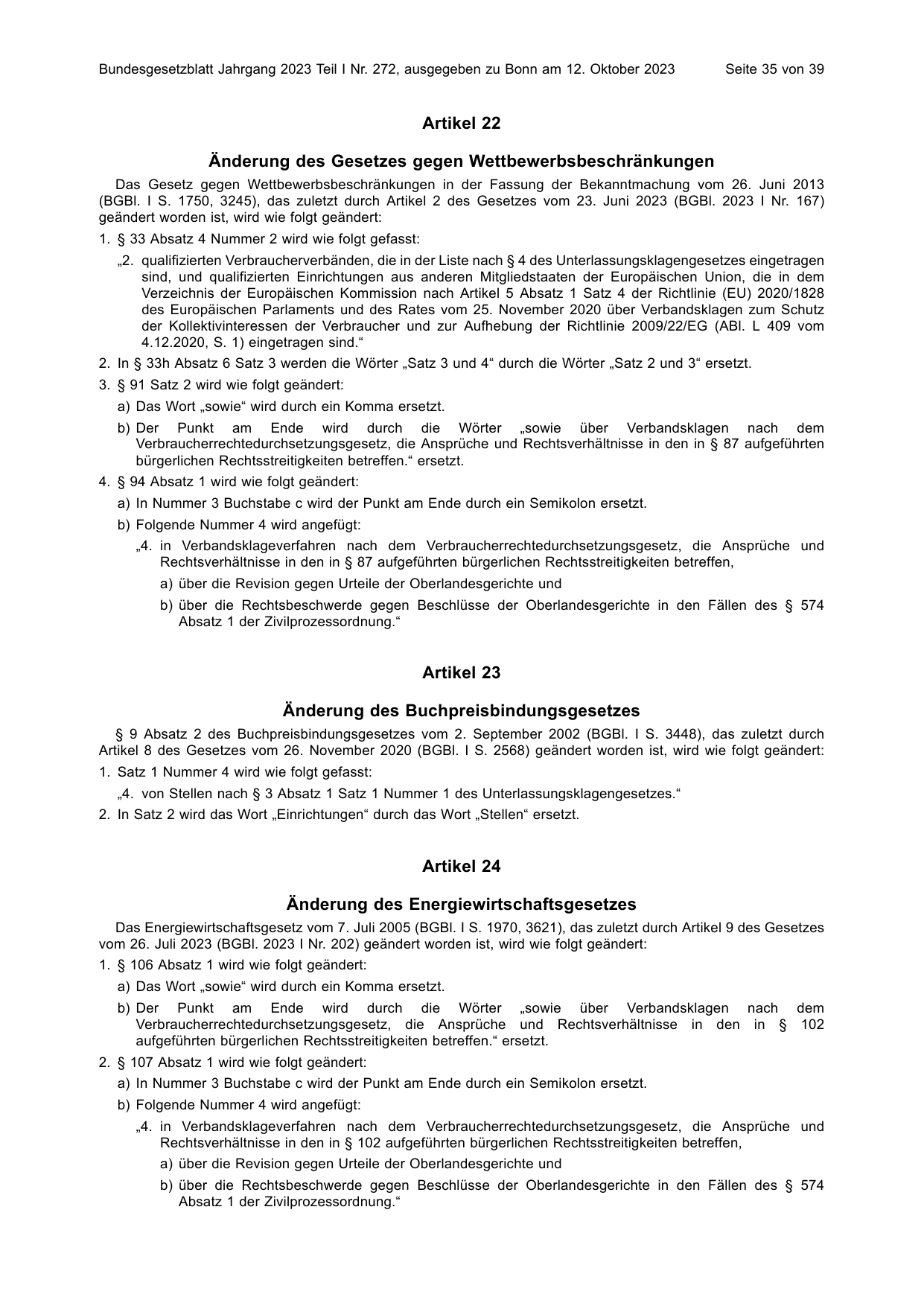 BGBl. 2023, Seite 35 — Originalseite als Abbildung