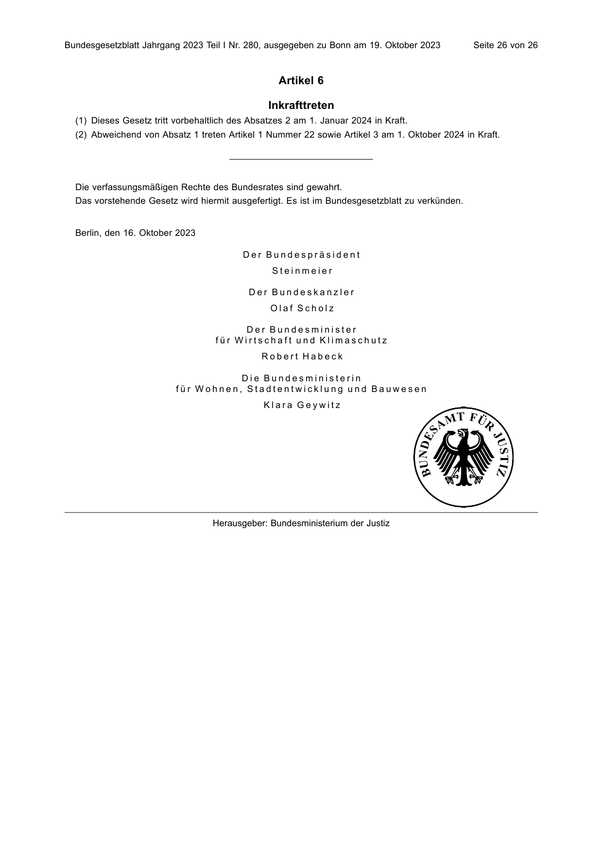 BGBl. 2023, Seite 26 — Originalseite als Abbildung