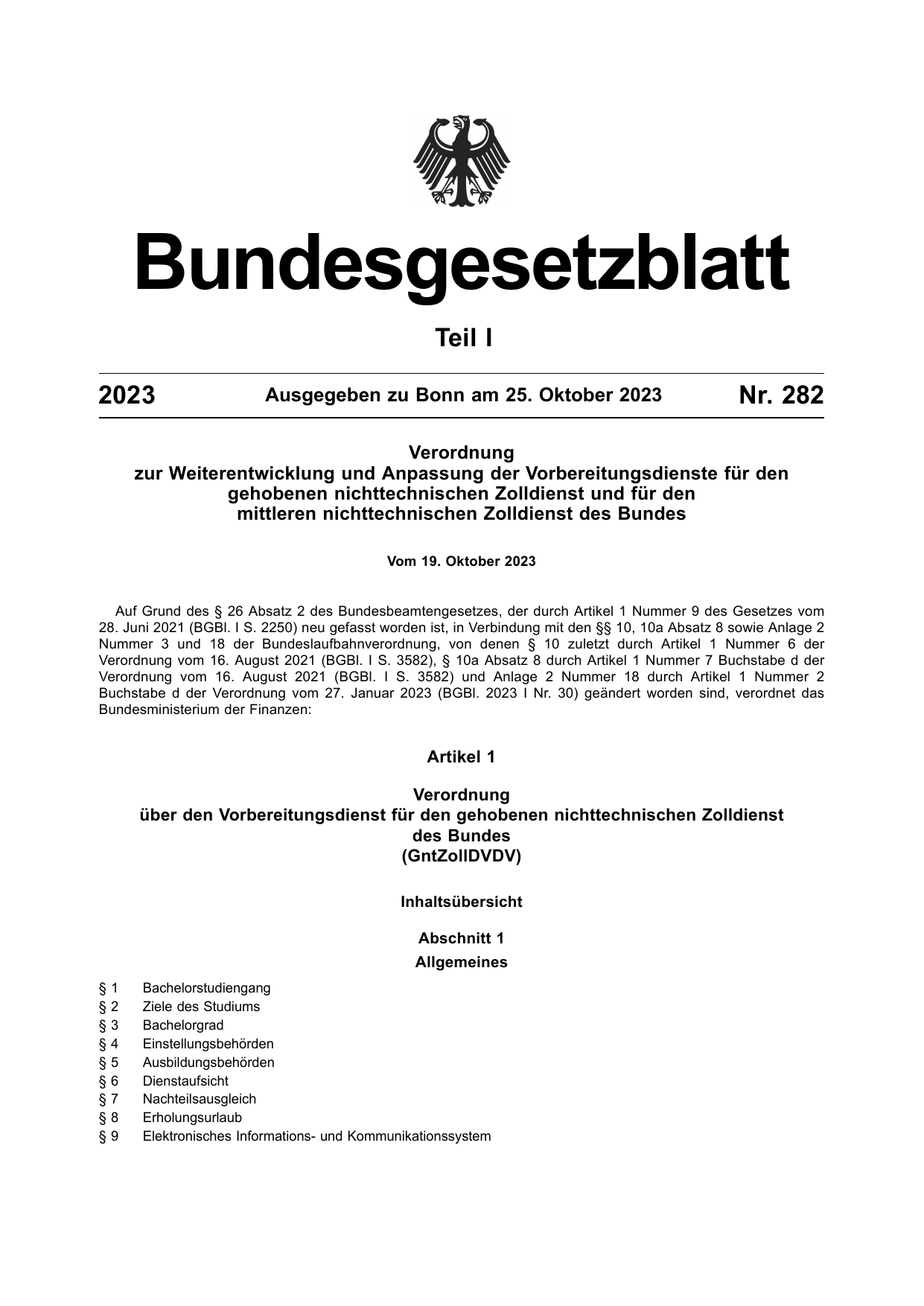 BGBl. 2023, Seite 1 — Originalseite als Abbildung