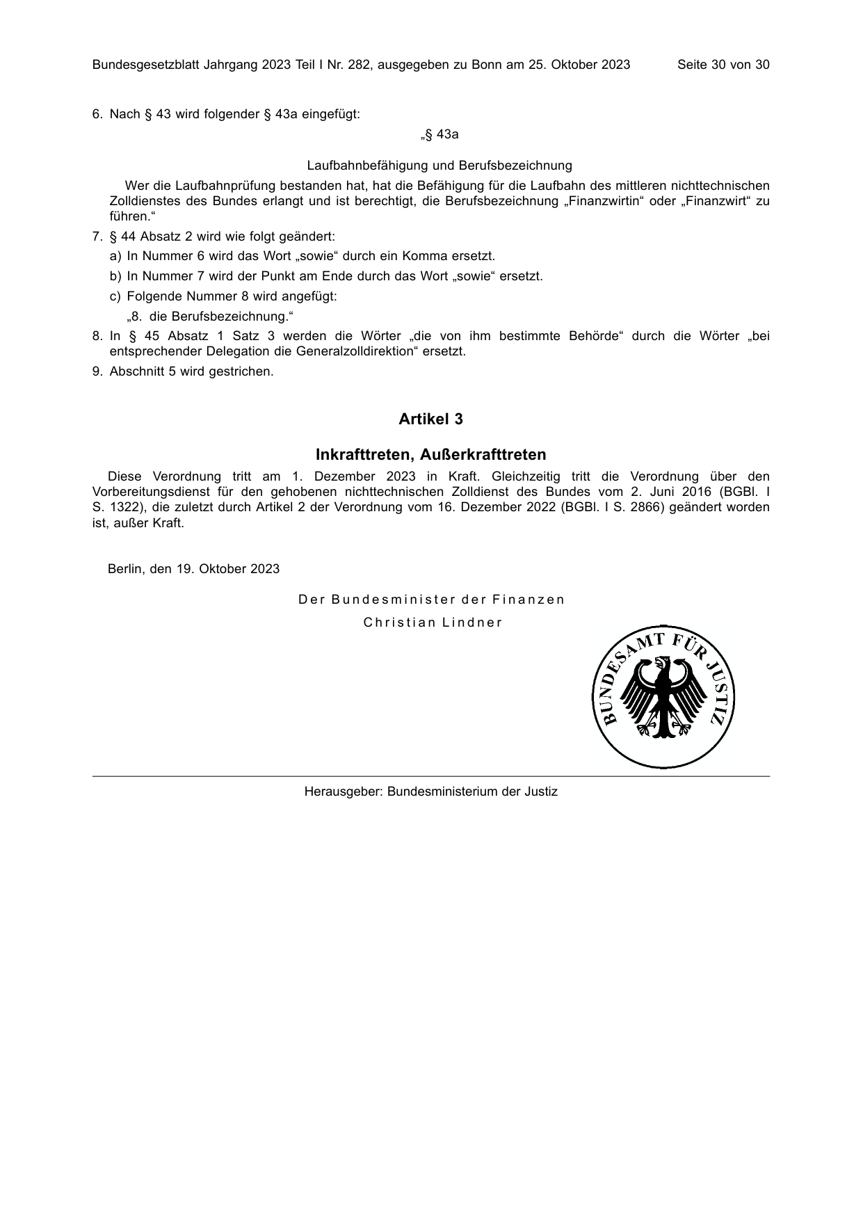 BGBl. 2023, Seite 30 — Originalseite als Abbildung