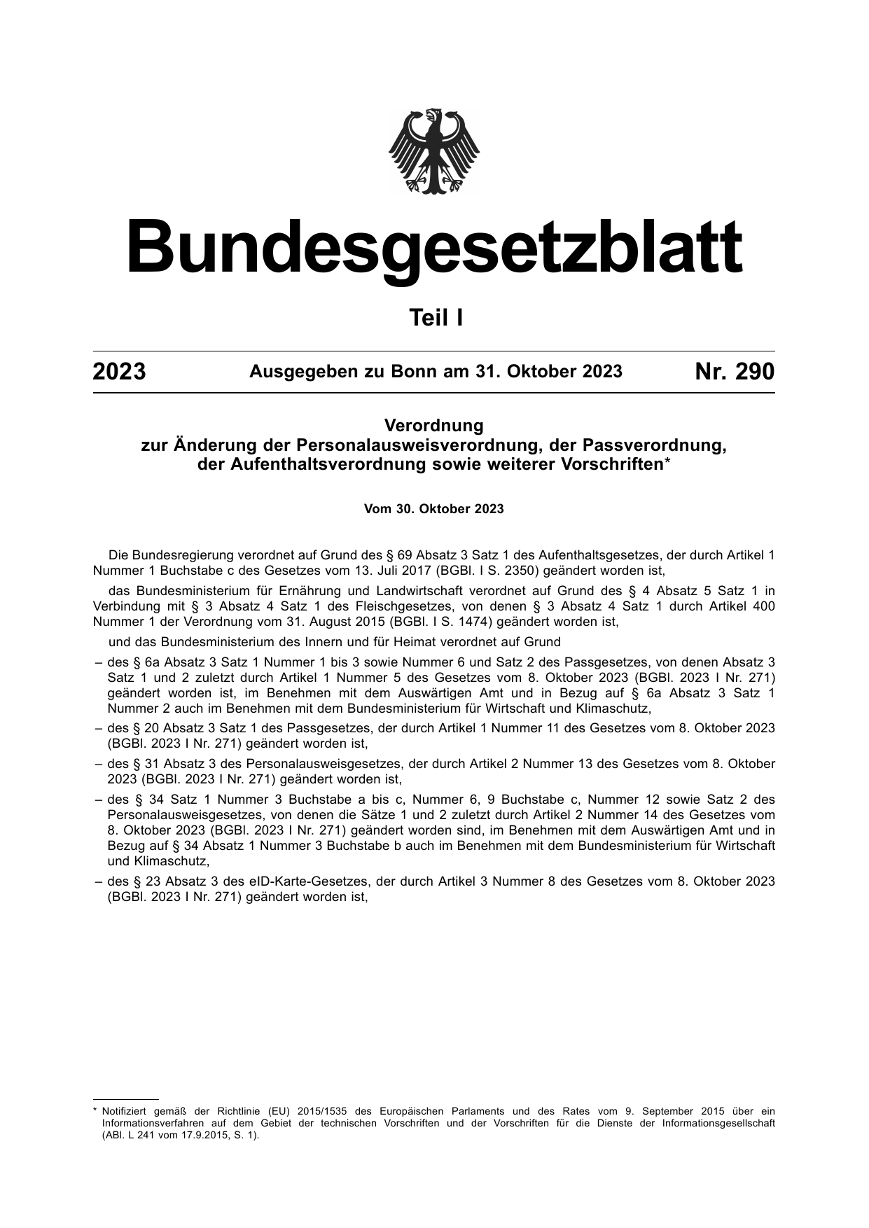 BGBl. 2023, Seite 1 — Originalseite als Abbildung