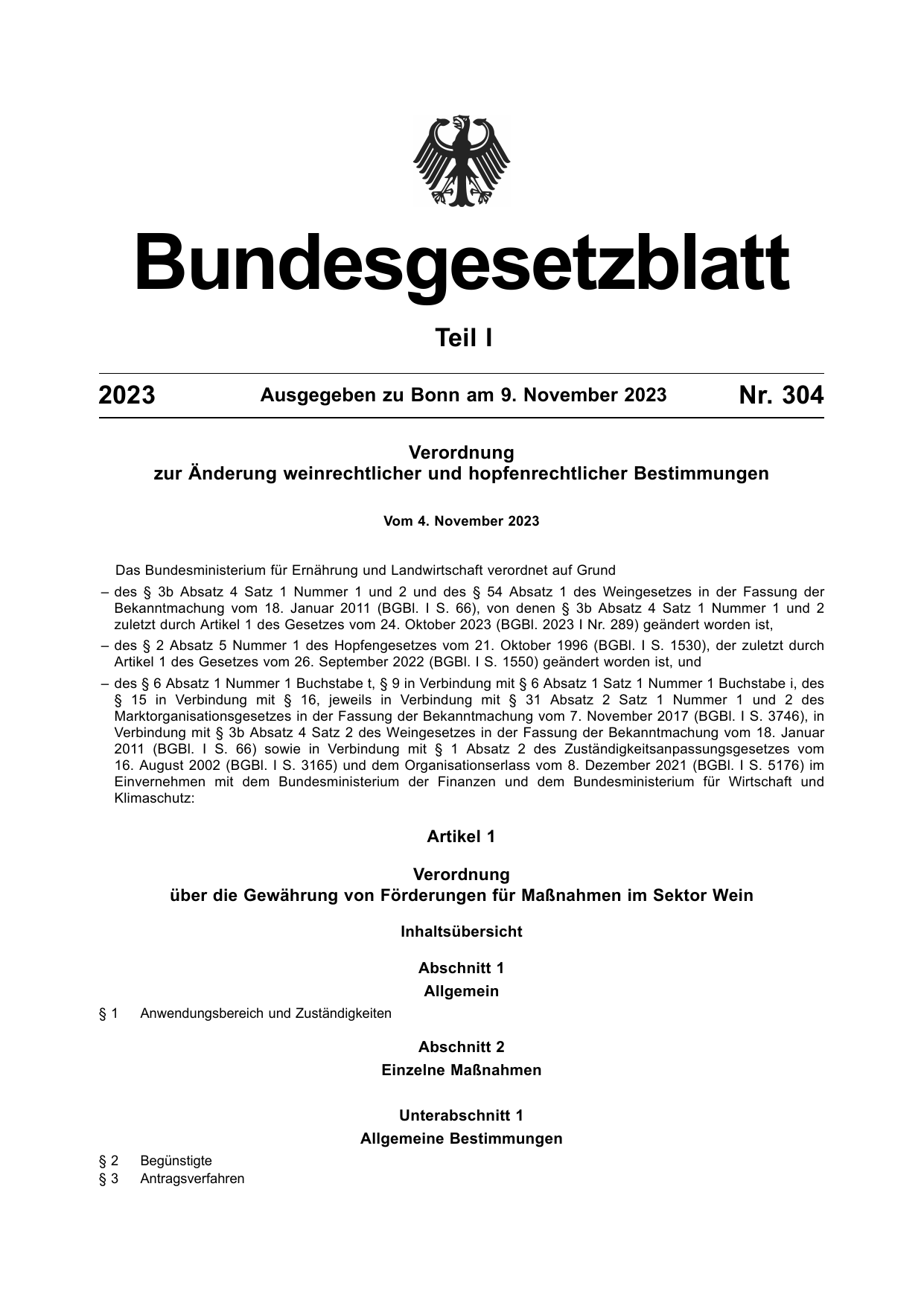 BGBl. 2023, Seite 1 — Originalseite als Abbildung