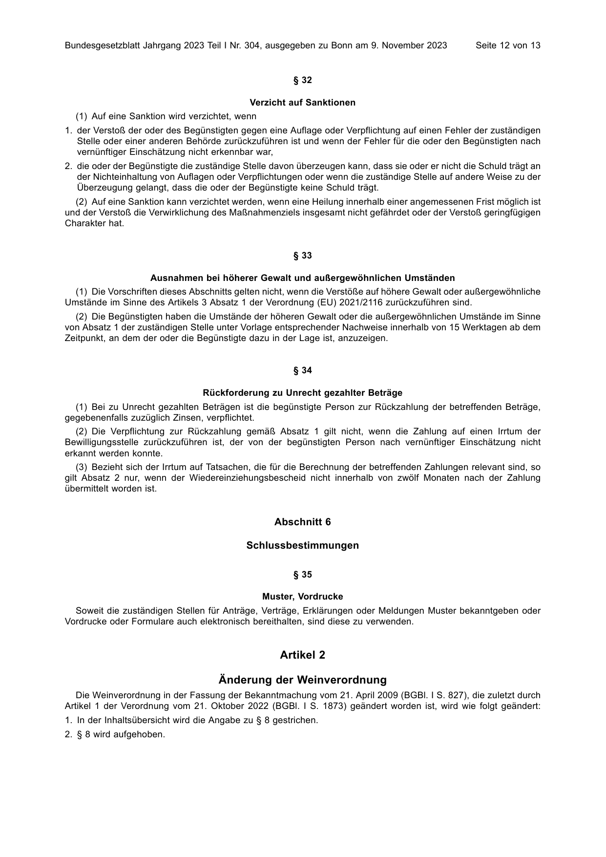 BGBl. 2023, Seite 12 — Originalseite als Abbildung