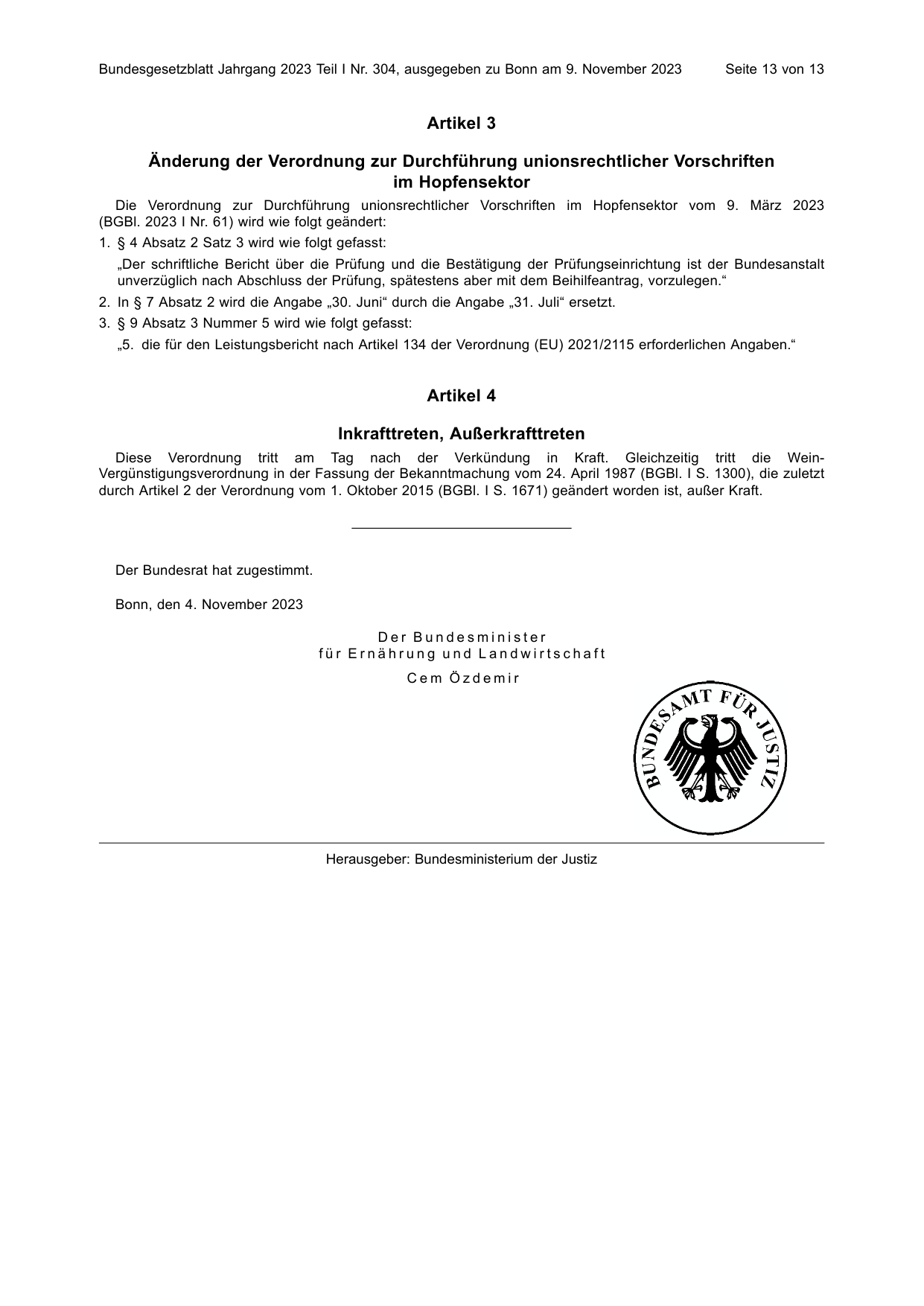 BGBl. 2023, Seite 13 — Originalseite als Abbildung