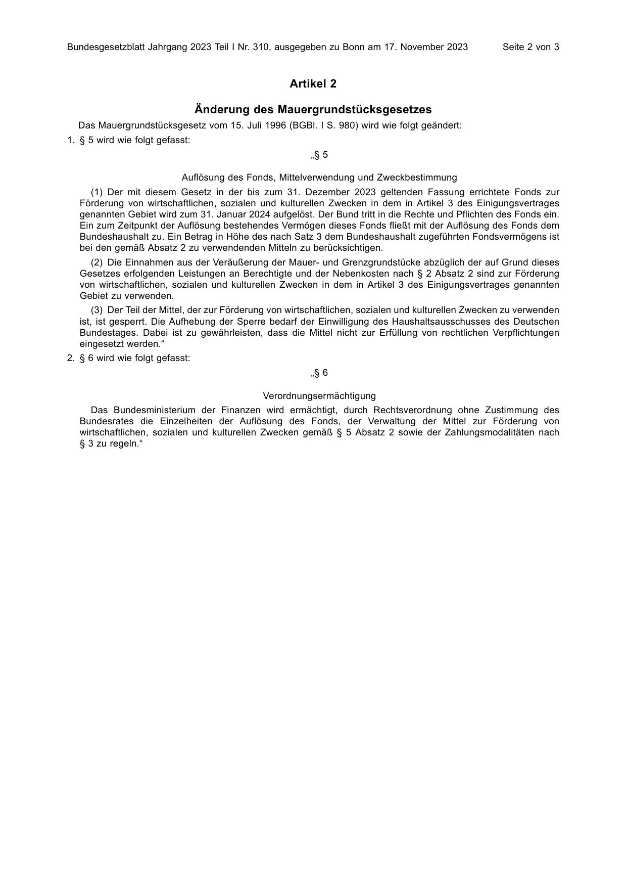 BGBl. 2023, Seite 2 — Originalseite als Abbildung
