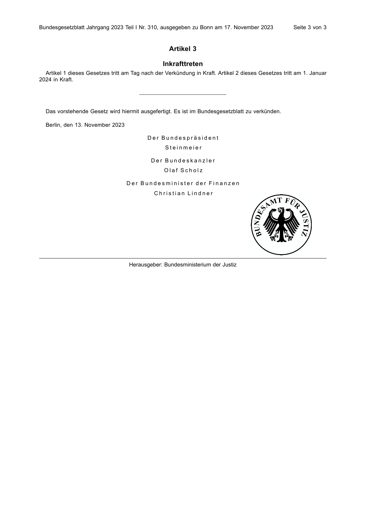 BGBl. 2023, Seite 3 — Originalseite als Abbildung