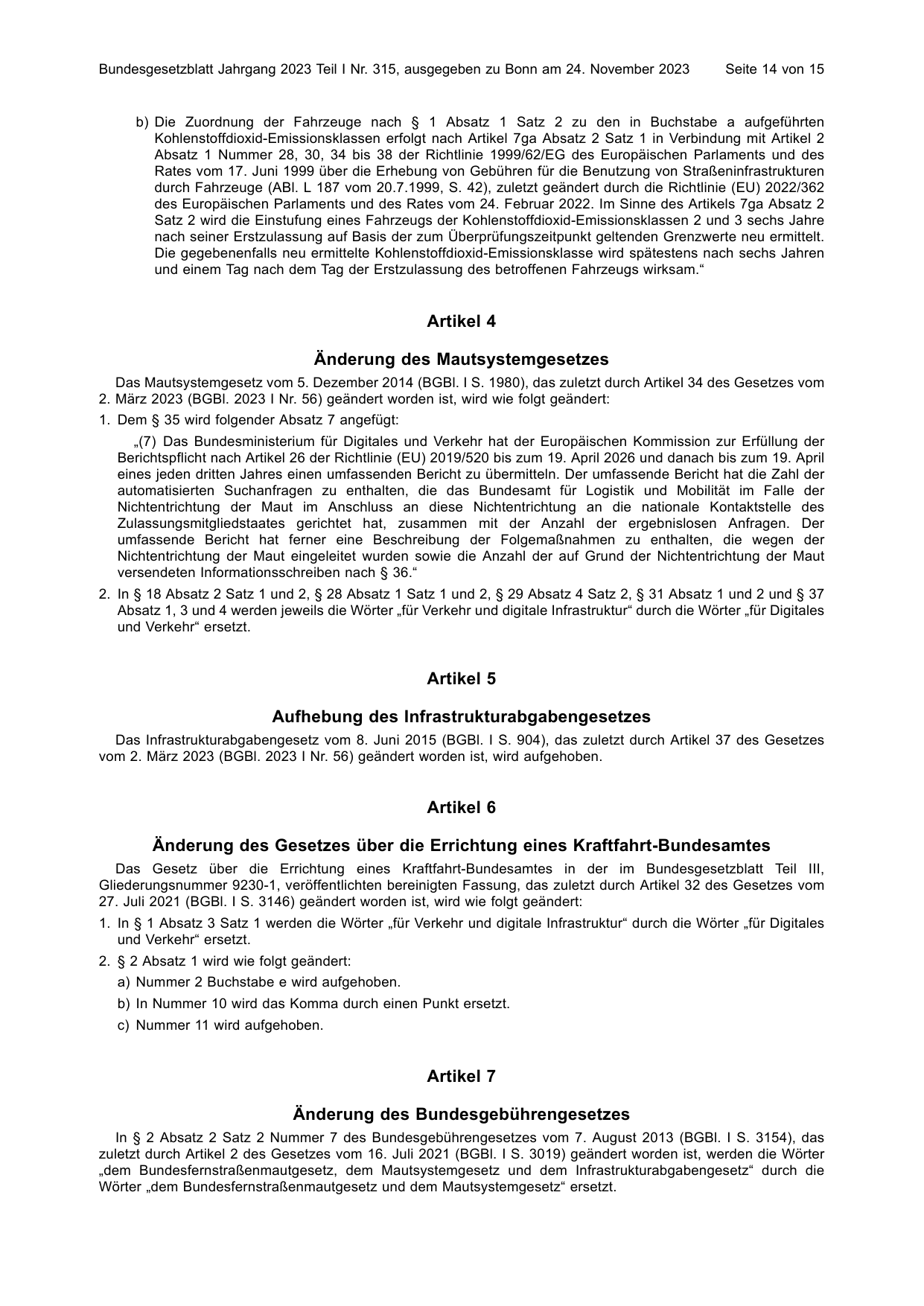 BGBl. 2023, Seite 14 — Originalseite als Abbildung