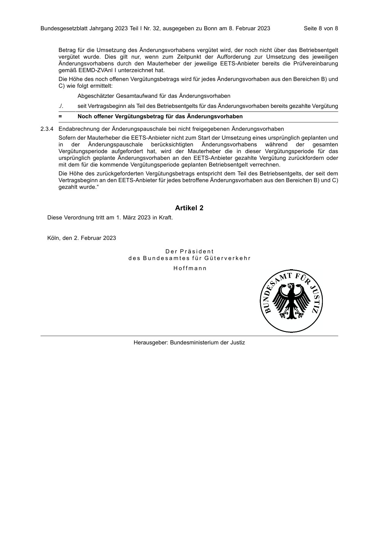 BGBl. 2023, Seite 8 — Originalseite als Abbildung