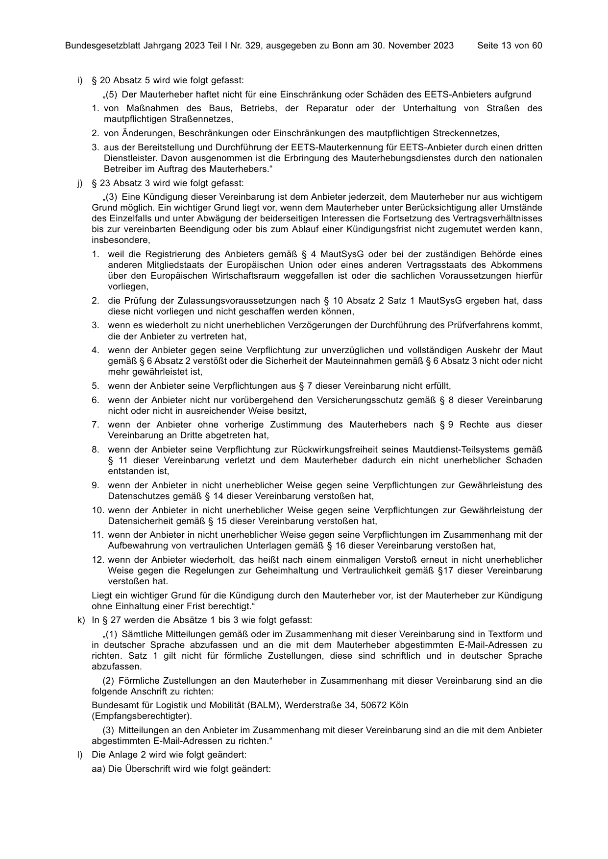 BGBl. 2023, Seite 13 — Originalseite als Abbildung