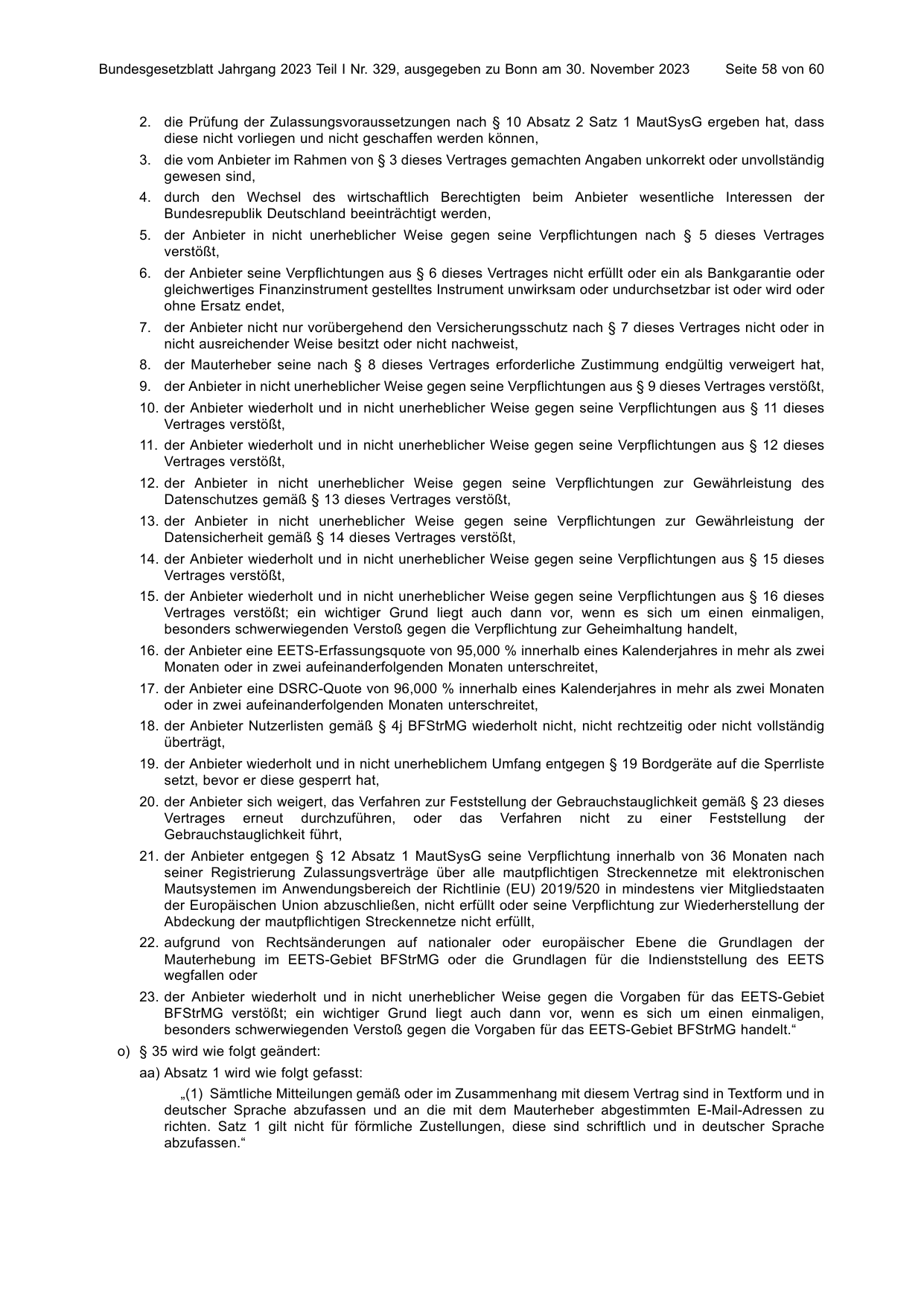 BGBl. 2023, Seite 58 — Originalseite als Abbildung