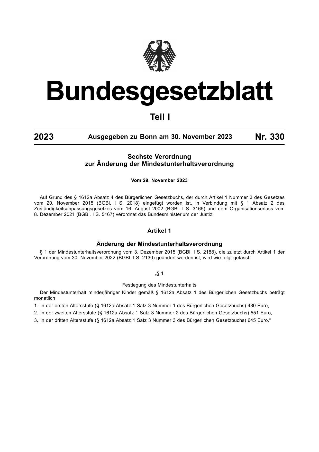 BGBl. 2023, Seite 1 — Originalseite als Abbildung
