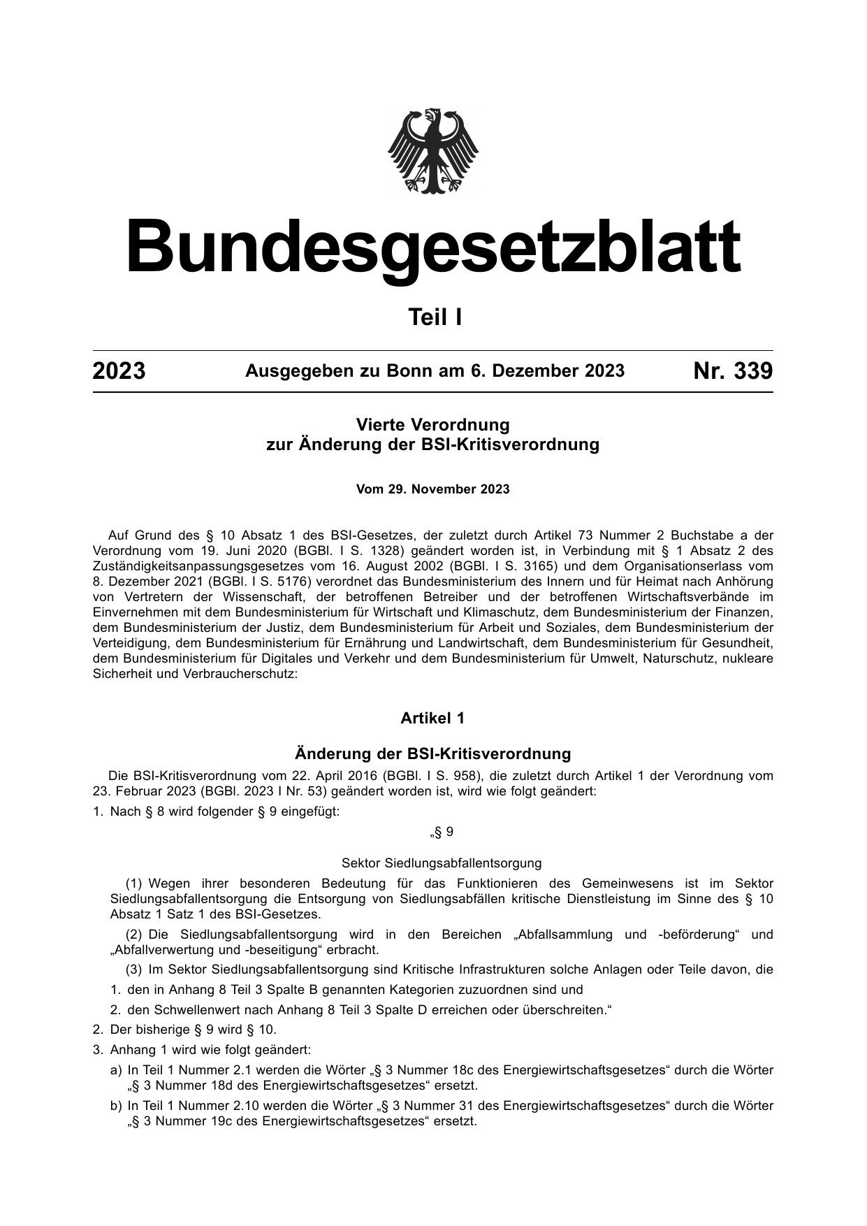 BGBl. 2023, Seite 1 — Originalseite als Abbildung