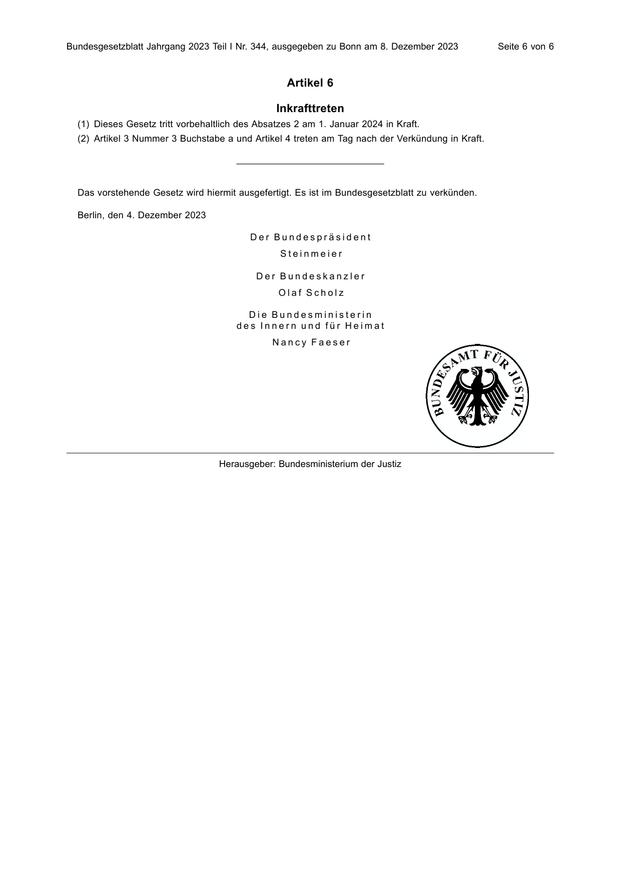 BGBl. 2023, Seite 6 — Originalseite als Abbildung