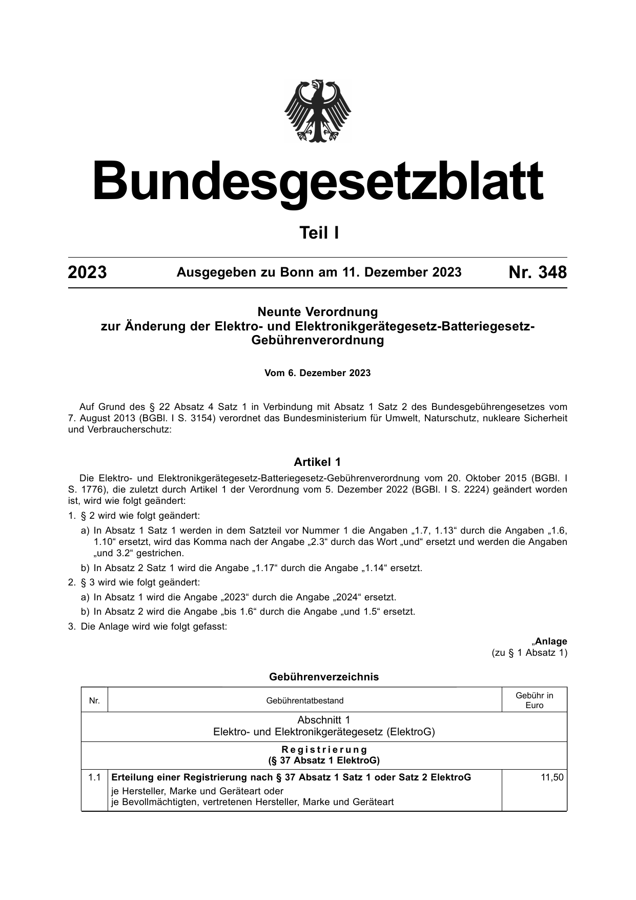 BGBl. 2023, Seite 1 — Originalseite als Abbildung