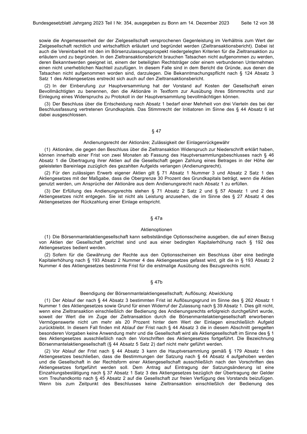 BGBl. 2023, Seite 12 — Originalseite als Abbildung