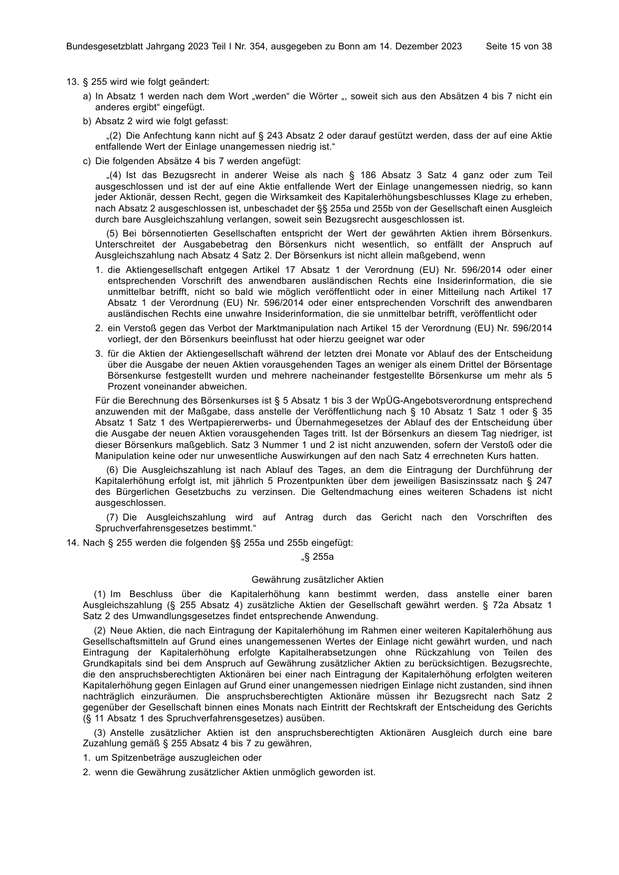 BGBl. 2023, Seite 15 — Originalseite als Abbildung