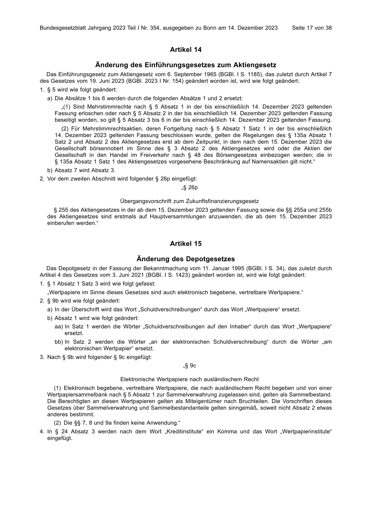 BGBl. 2023, Seite 17 — Originalseite als Abbildung