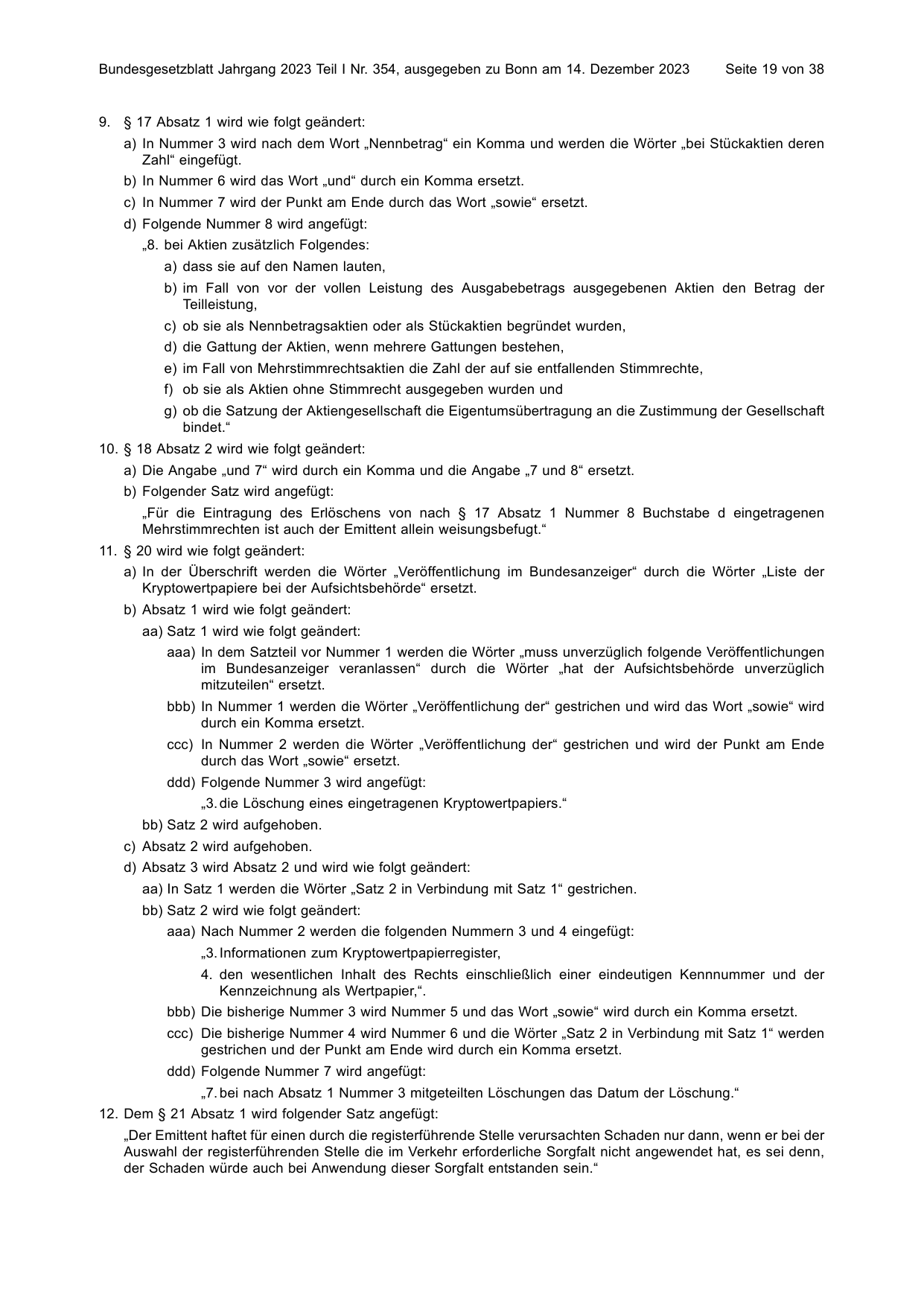 BGBl. 2023, Seite 19 — Originalseite als Abbildung