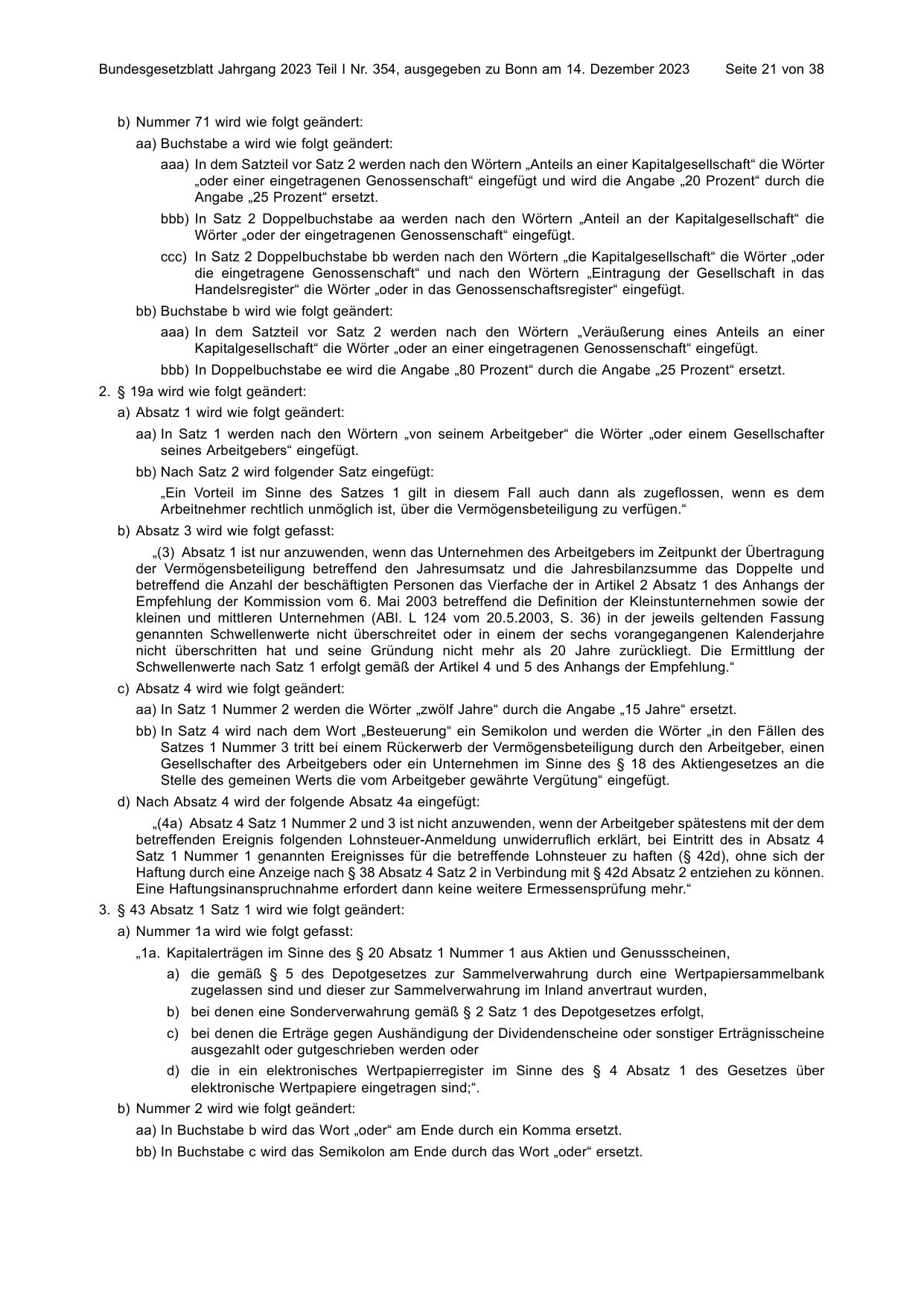 BGBl. 2023, Seite 21 — Originalseite als Abbildung