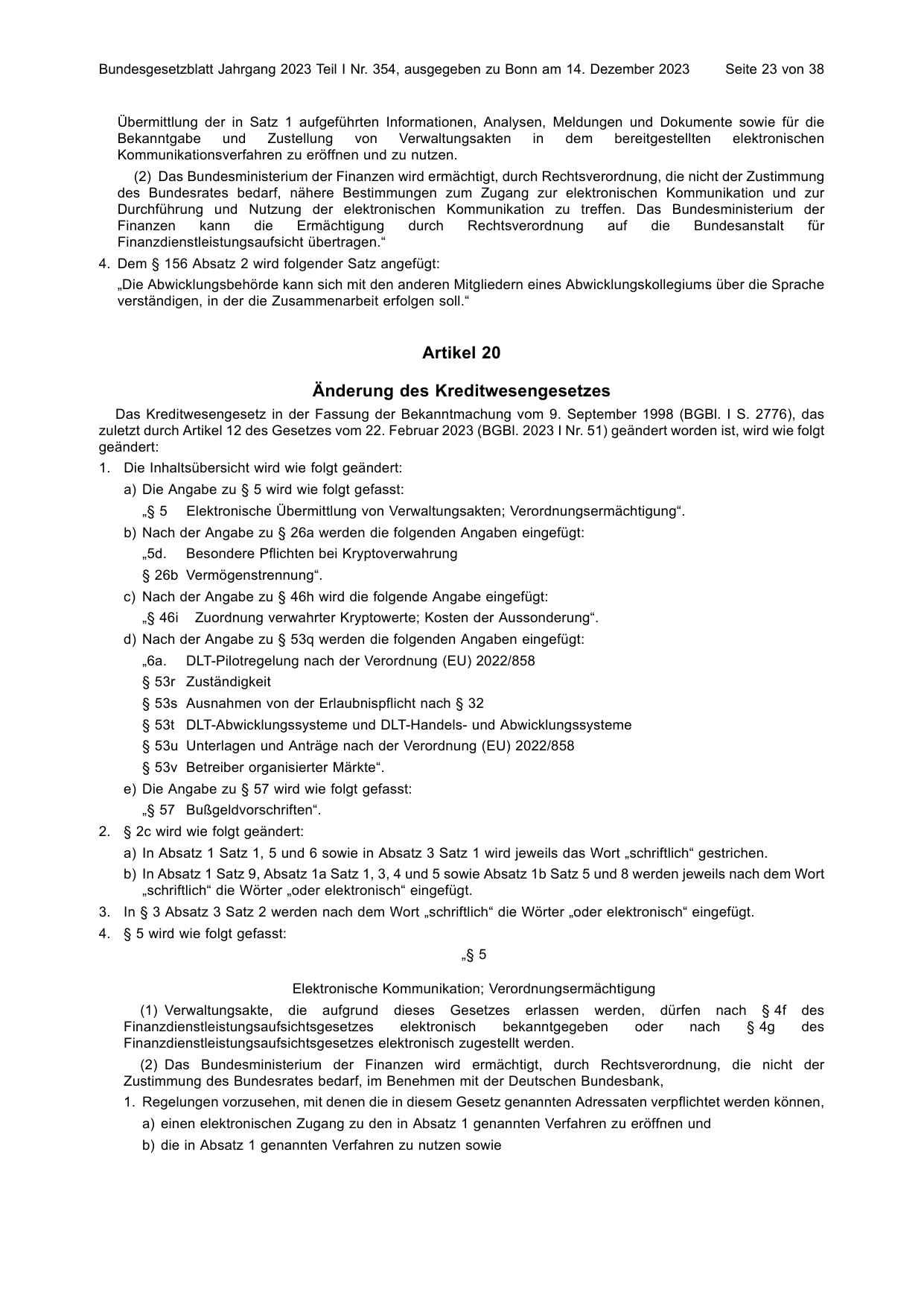 BGBl. 2023, Seite 23 — Originalseite als Abbildung