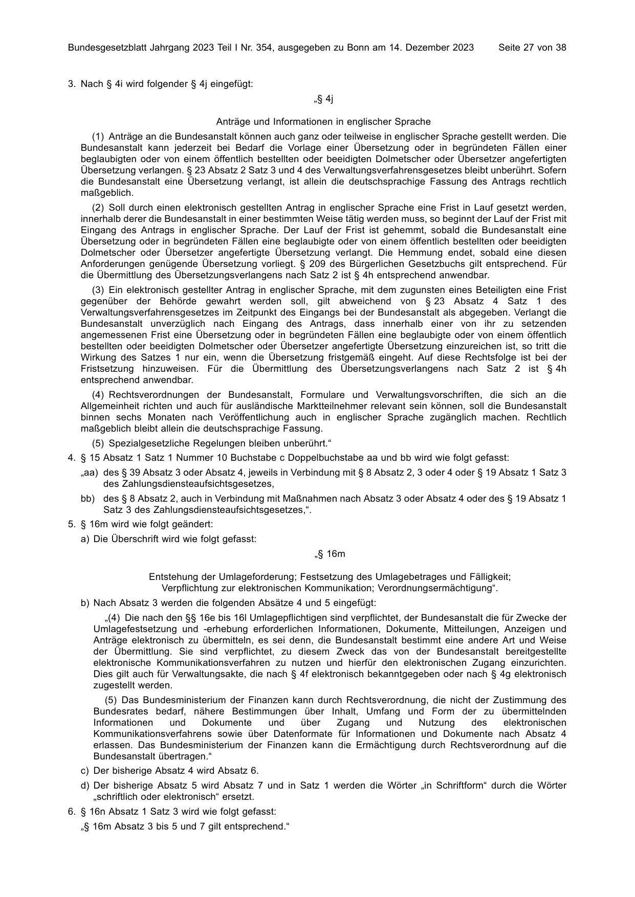 BGBl. 2023, Seite 27 — Originalseite als Abbildung