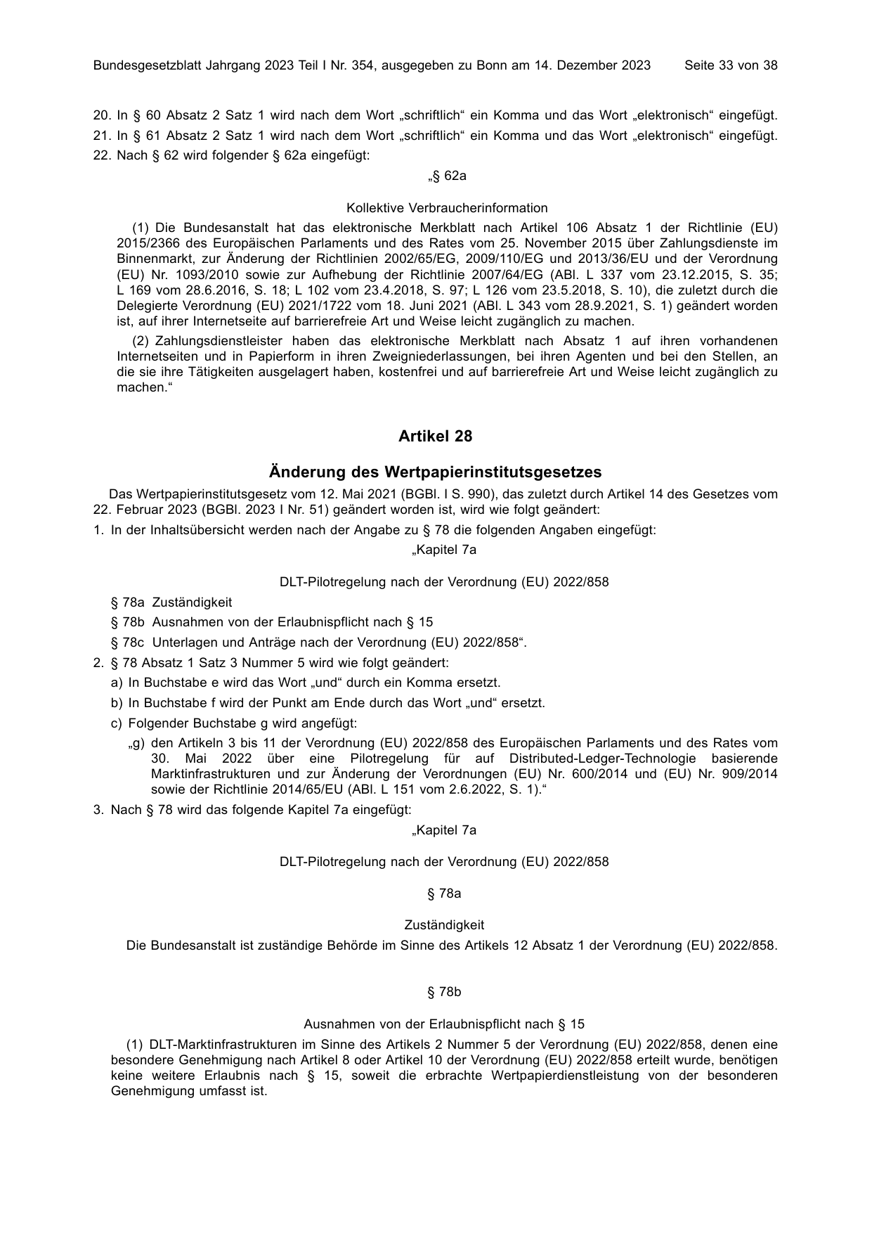 BGBl. 2023, Seite 33 — Originalseite als Abbildung