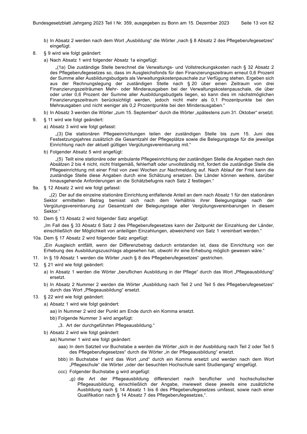 BGBl. 2023, Seite 13 — Originalseite als Abbildung