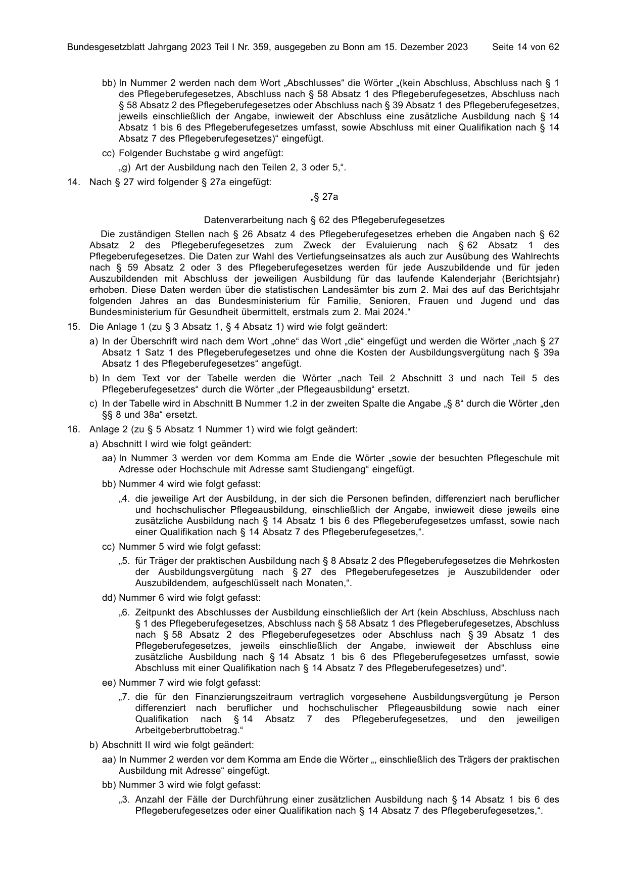 BGBl. 2023, Seite 14 — Originalseite als Abbildung