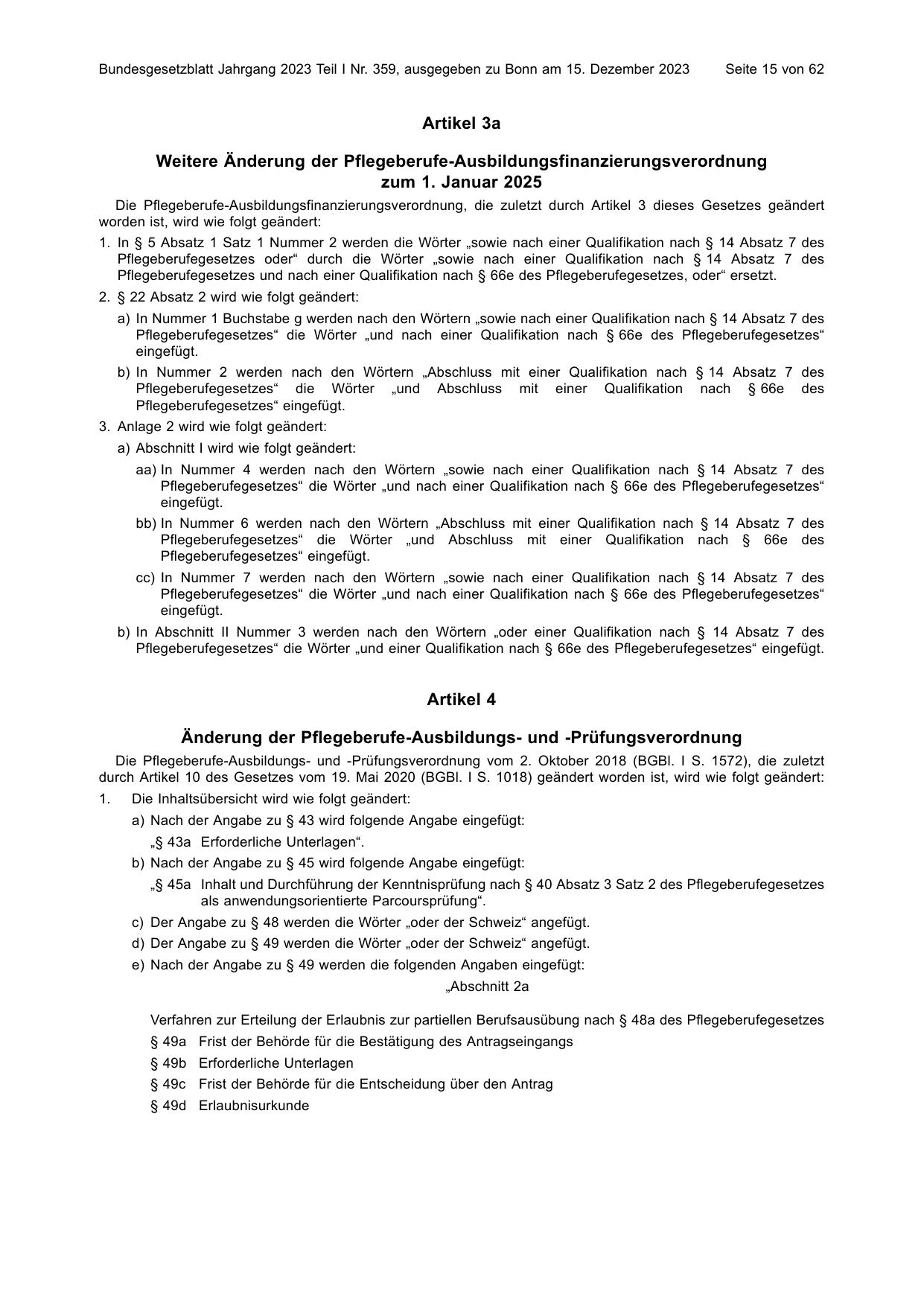 BGBl. 2023, Seite 15 — Originalseite als Abbildung