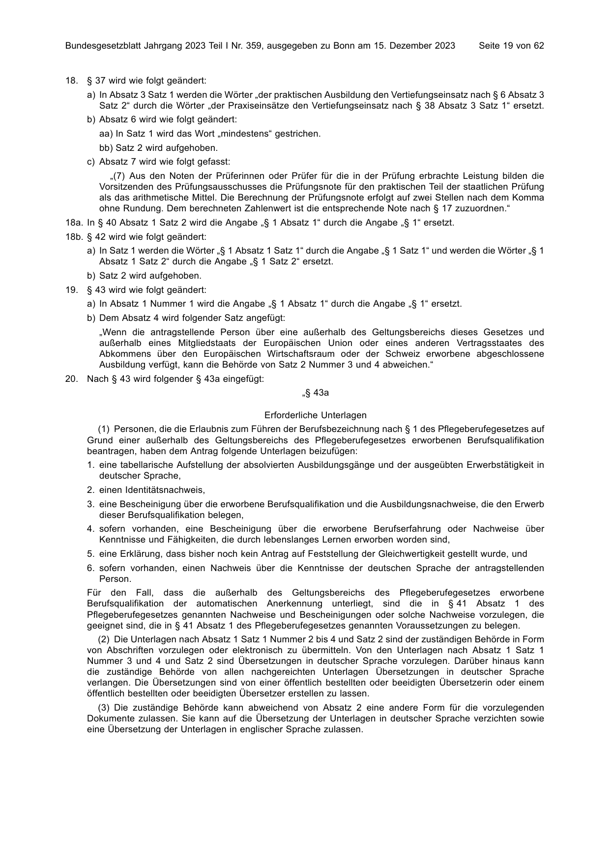 BGBl. 2023, Seite 19 — Originalseite als Abbildung