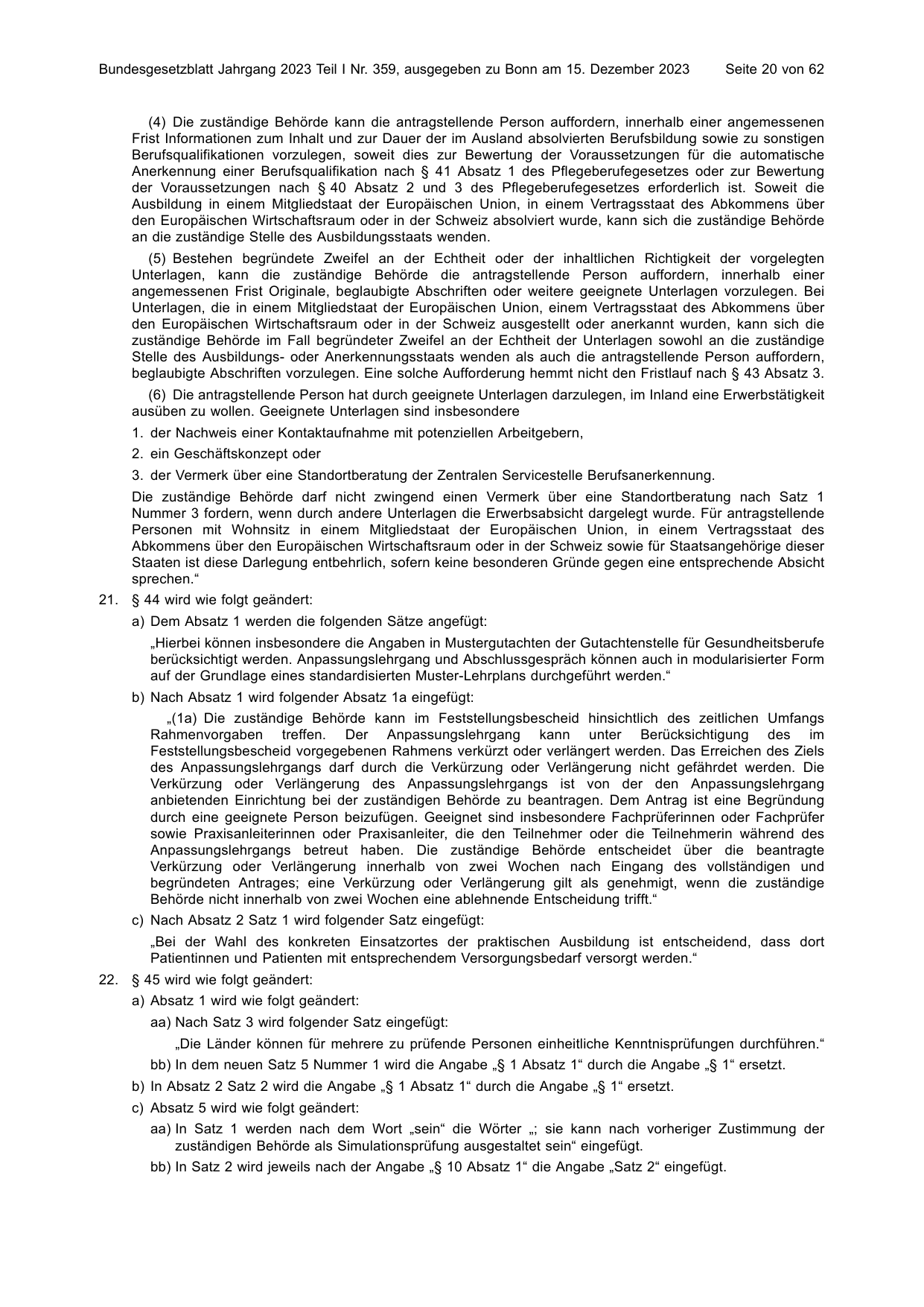 BGBl. 2023, Seite 20 — Originalseite als Abbildung