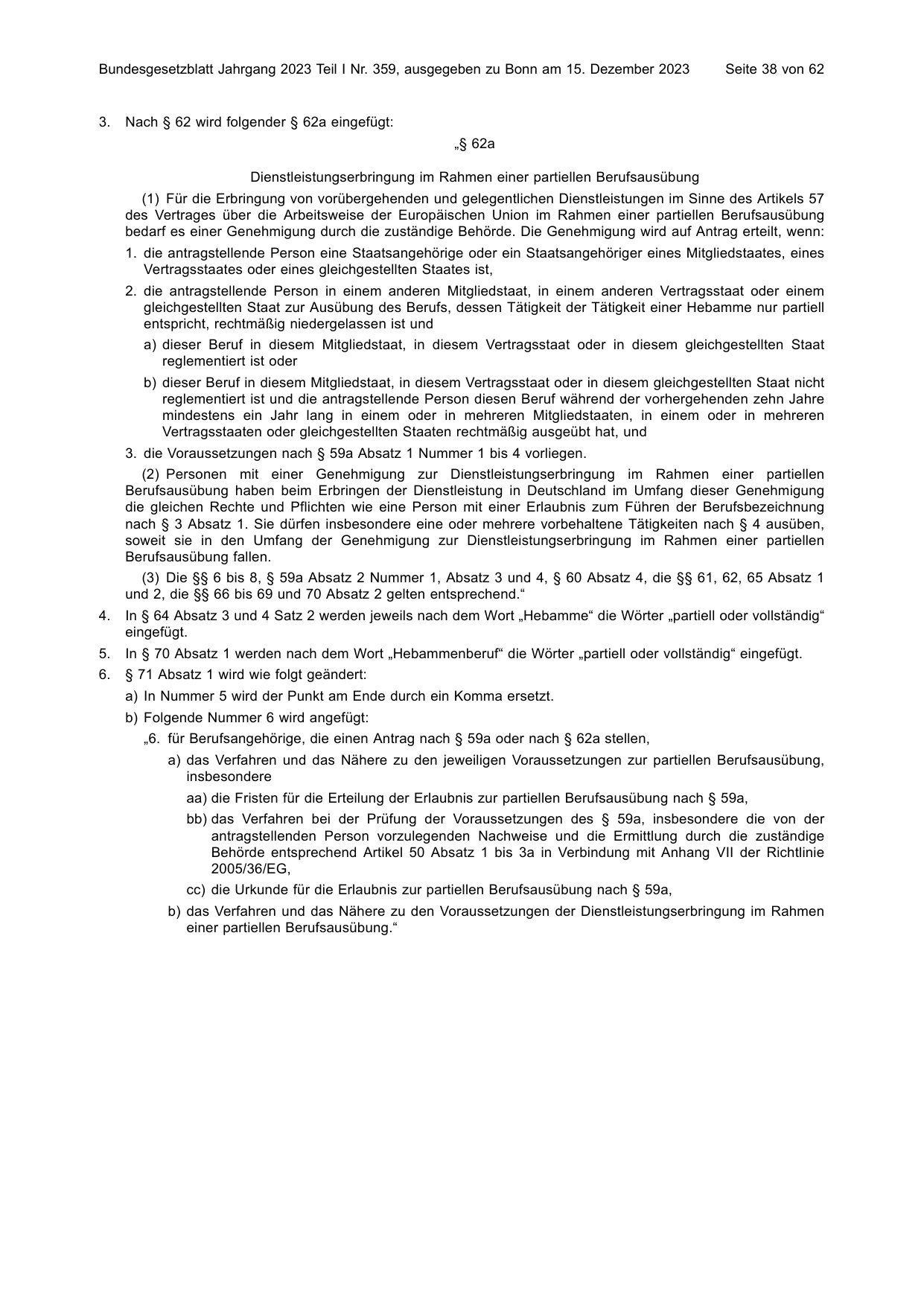 BGBl. 2023, Seite 38 — Originalseite als Abbildung