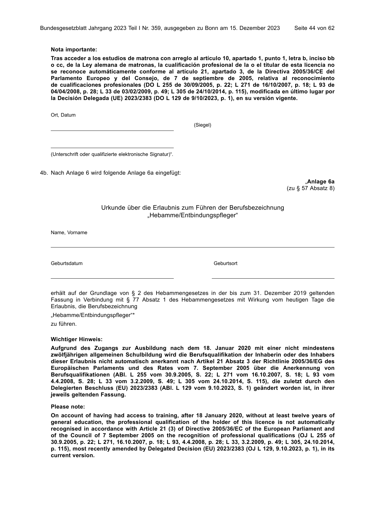 BGBl. 2023, Seite 44 — Originalseite als Abbildung