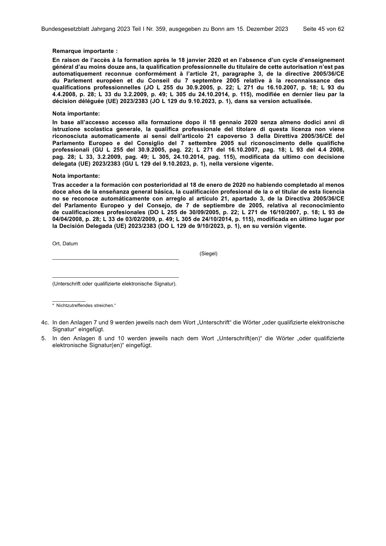 BGBl. 2023, Seite 45 — Originalseite als Abbildung