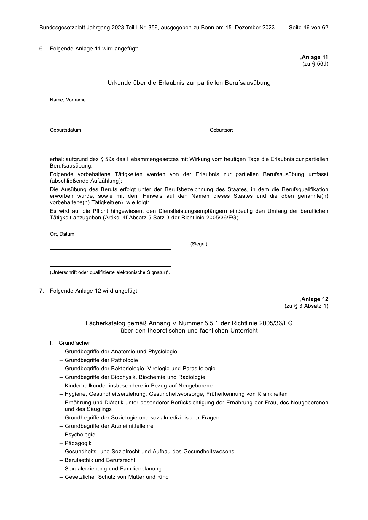 BGBl. 2023, Seite 46 — Originalseite als Abbildung