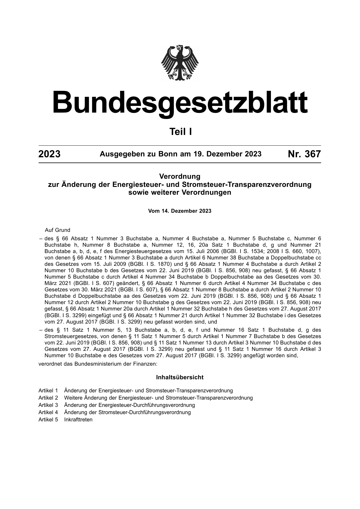 BGBl. 2023, Seite 1 — Originalseite als Abbildung